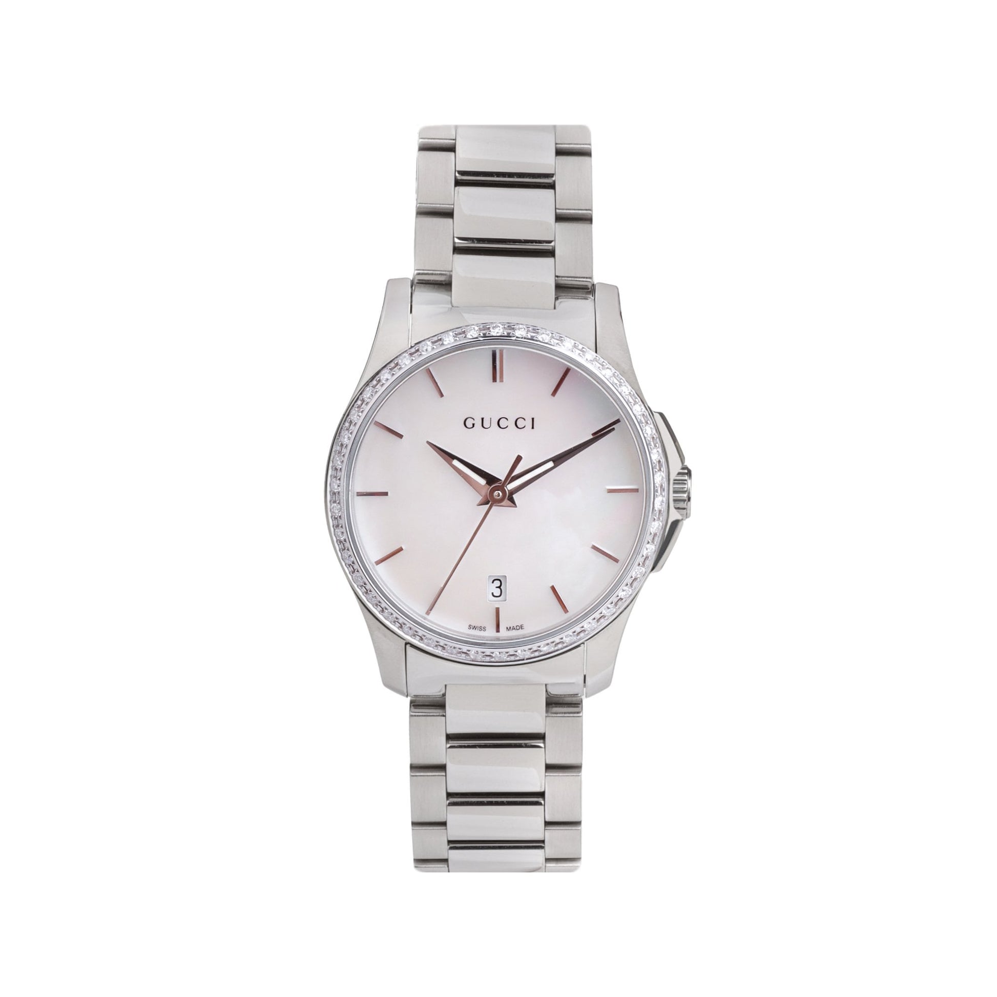 Gucci Date Stainless Steel Quartz Ladies Dress Watch
