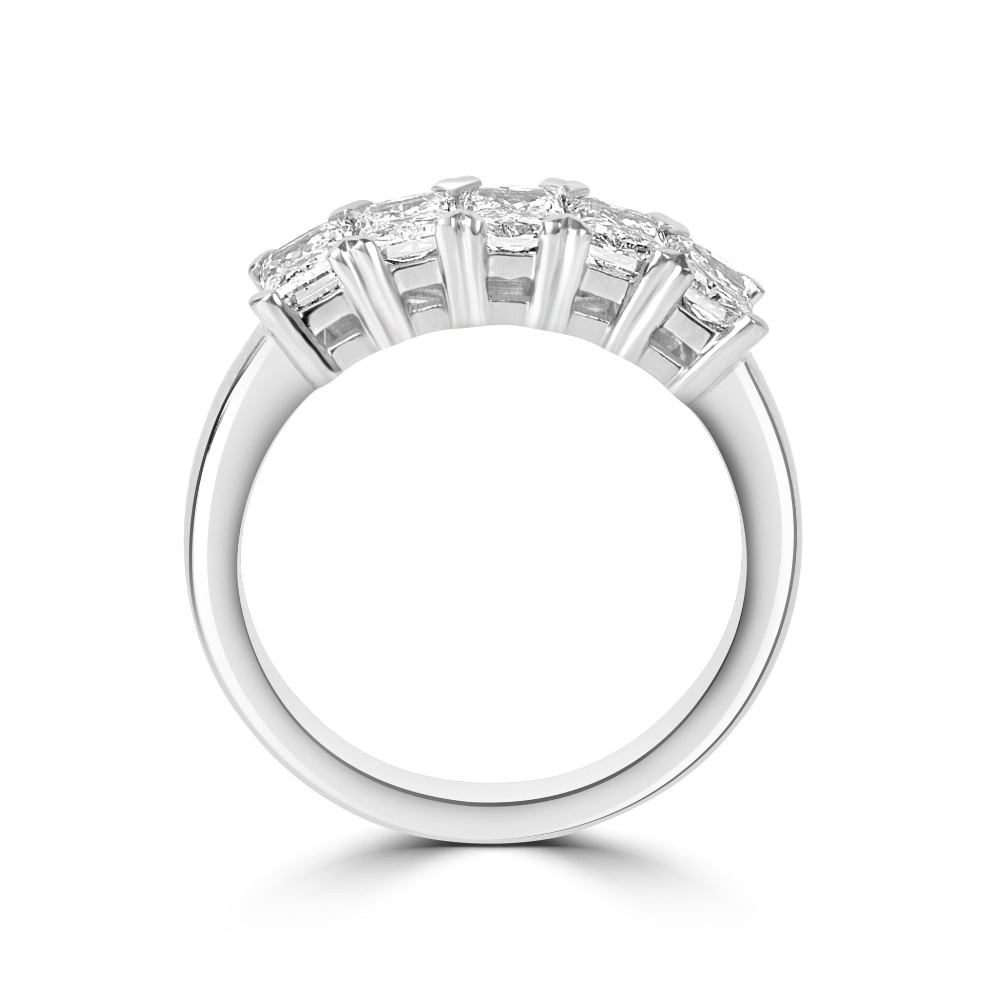 Platinum 1.65ct Five Stone Radiant Cut Natural Diamond Ring