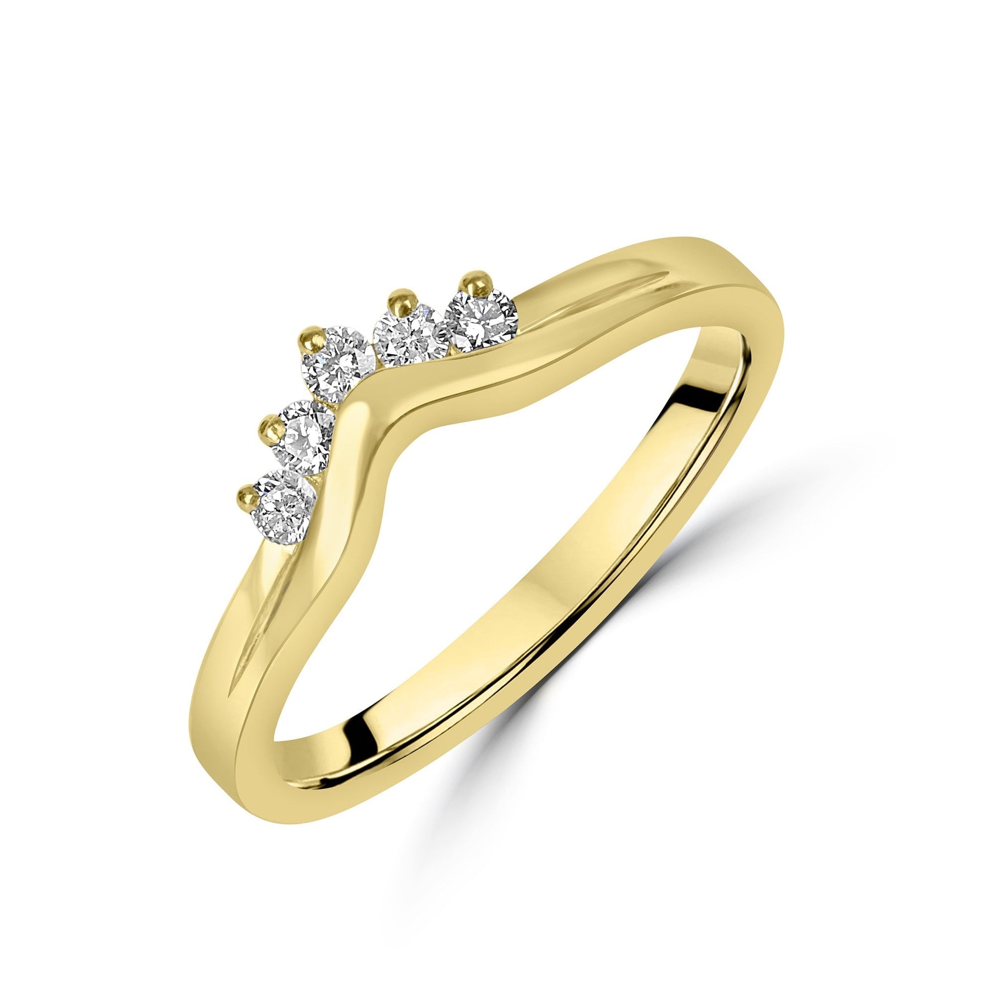 9ct Yellow Gold 0.16ct Round Diamond Five Stone Shaped Dress Ring