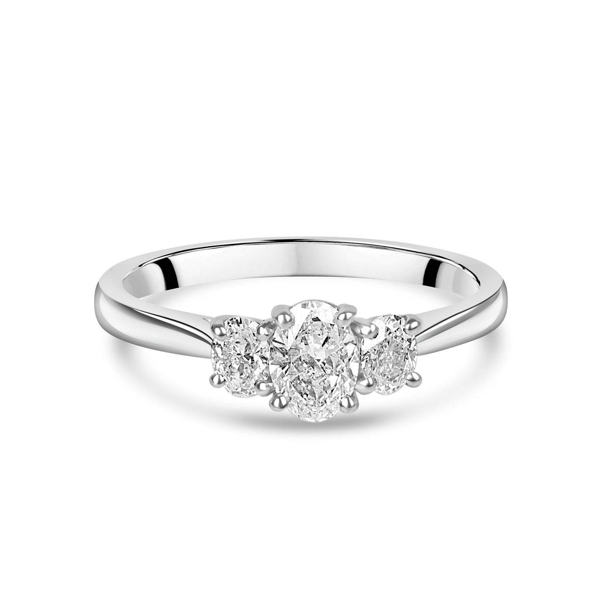 Platinum Three Stone Oval Diamond Ring 0.68ct