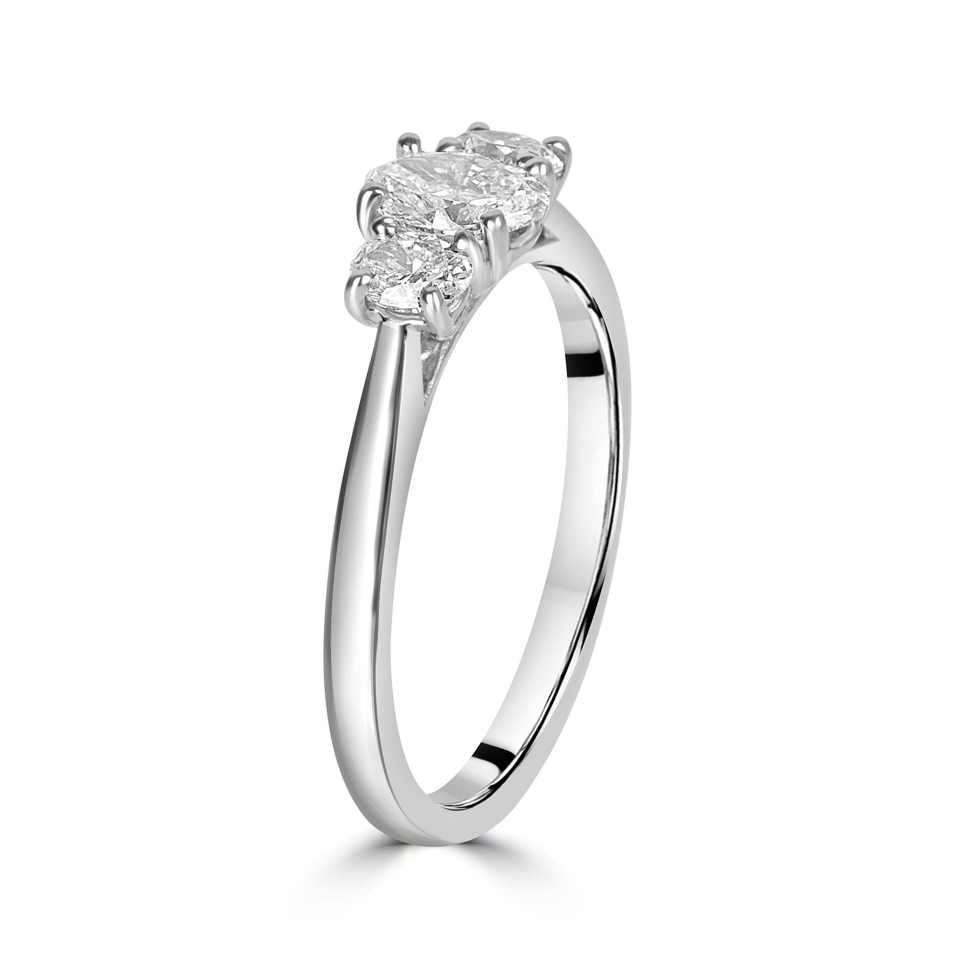 Platinum Three Stone Oval Diamond Ring 0.68ct