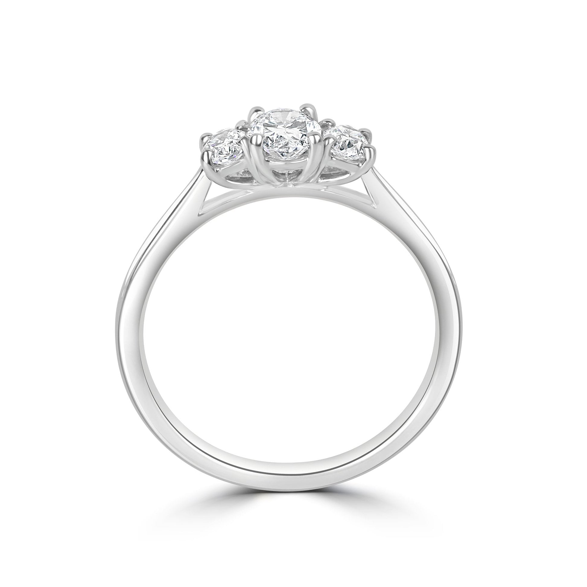 Platinum Three Stone Oval Diamond Ring 0.68ct
