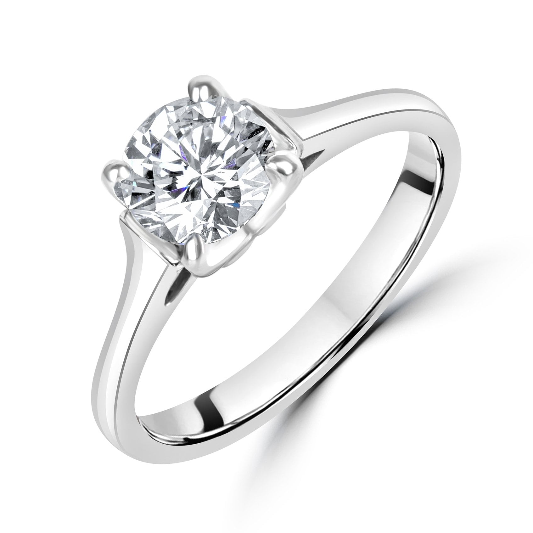 Platinum Claw Set Brilliant Cut Diamond 1.05ct Total Pre-Owned Engagement Ring