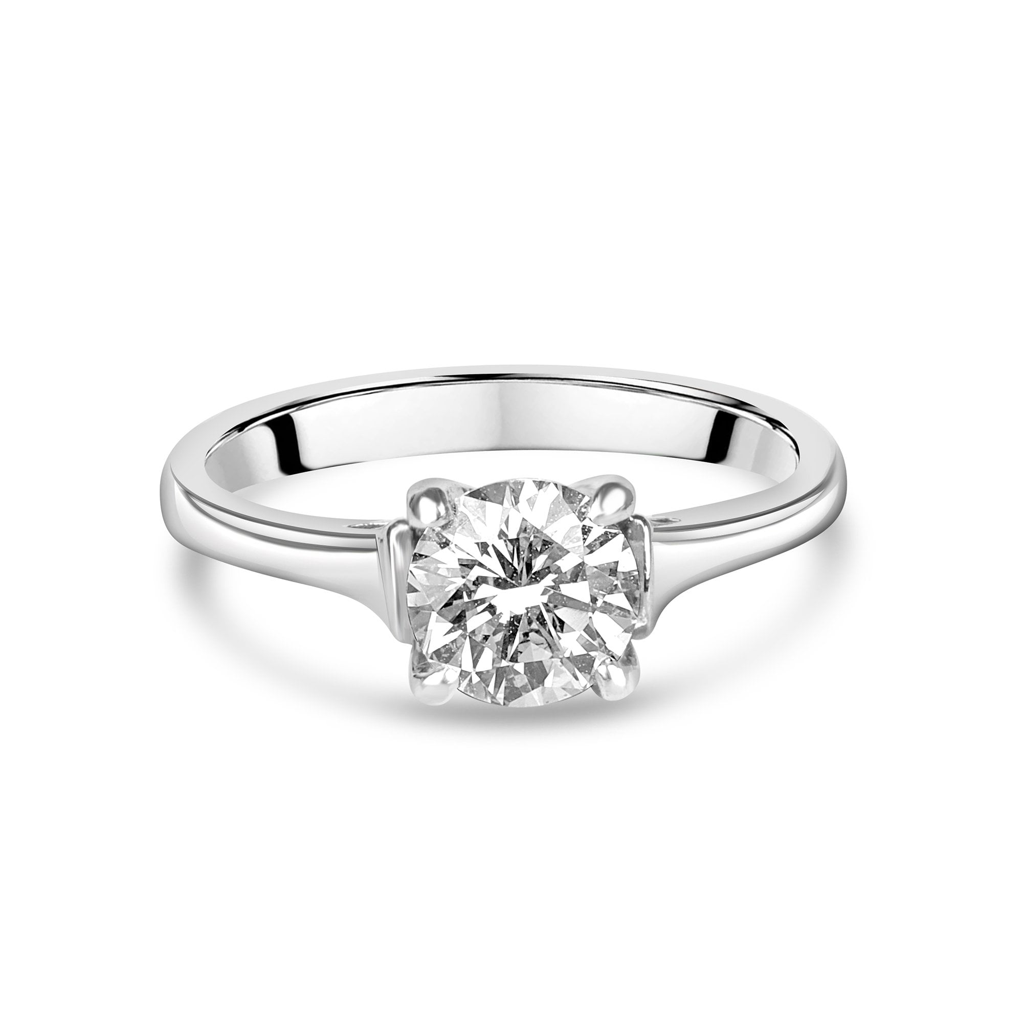 Platinum Claw Set Brilliant Cut Diamond 1.05ct Total Pre-Owned Engagement Ring
