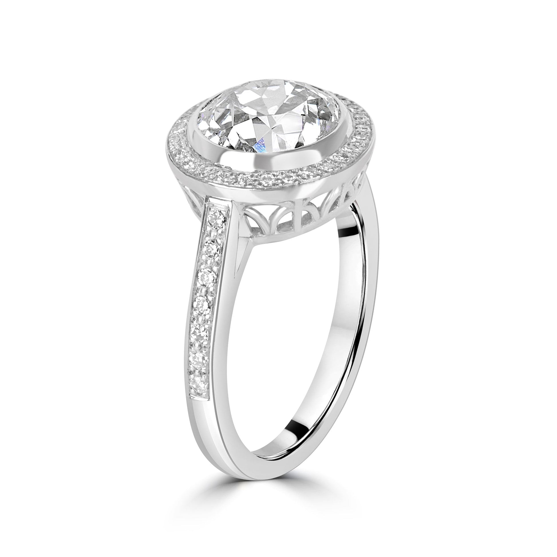 2.47ct White Gold Diamond Halo Engagement Ring
