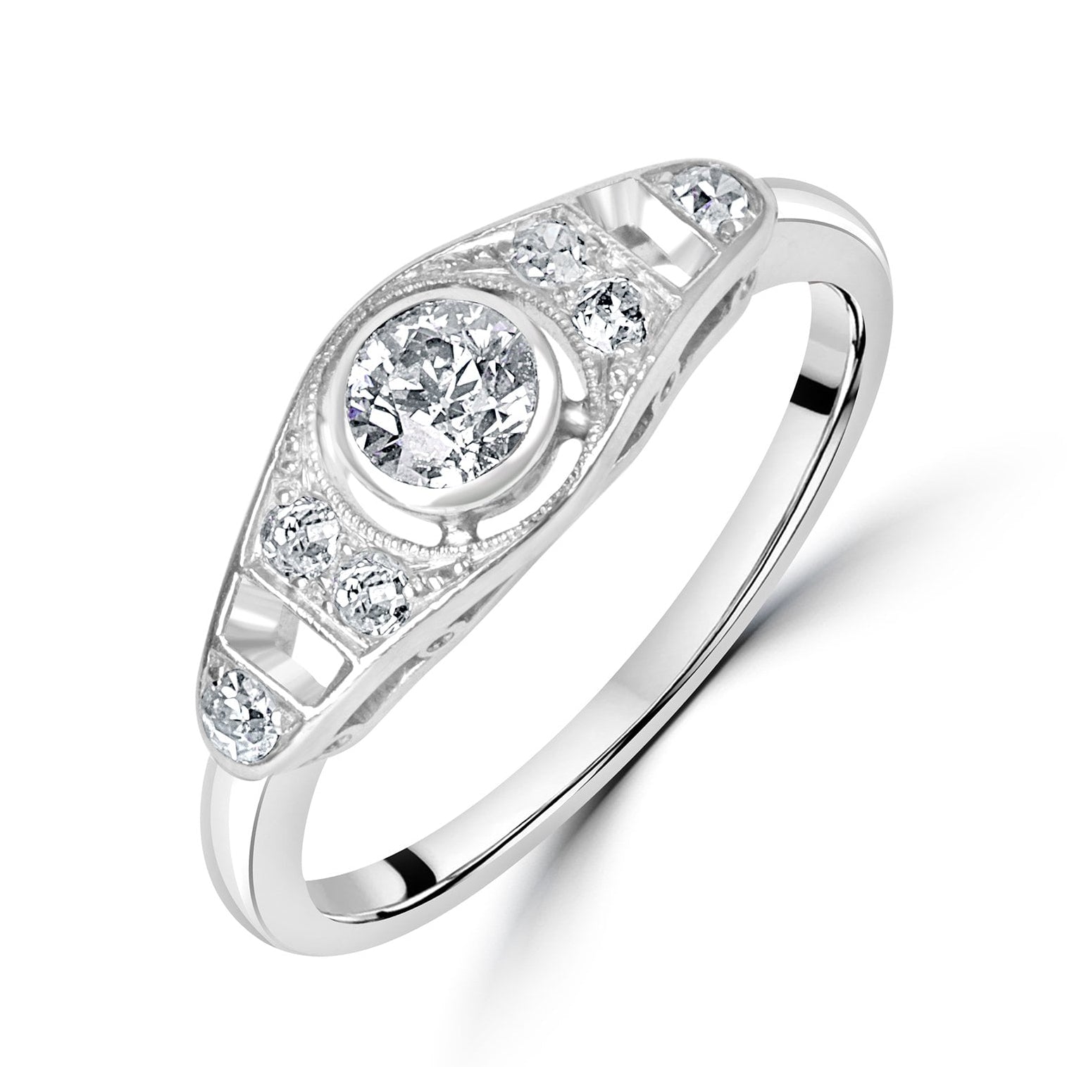 Deco Style Pre-Owned Diamond Ring