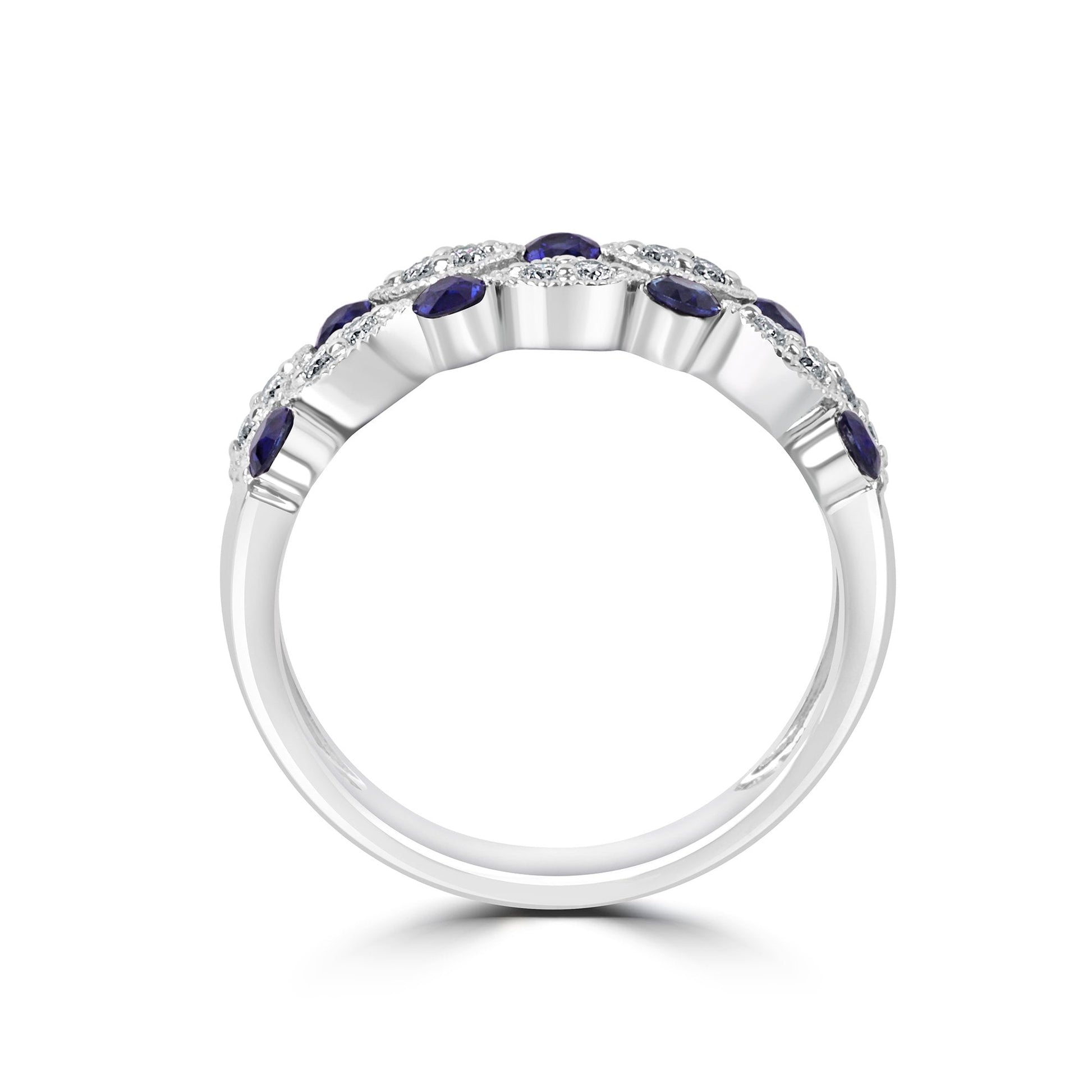 Platinum Sapphire Diamond Milgrain Dress Ring