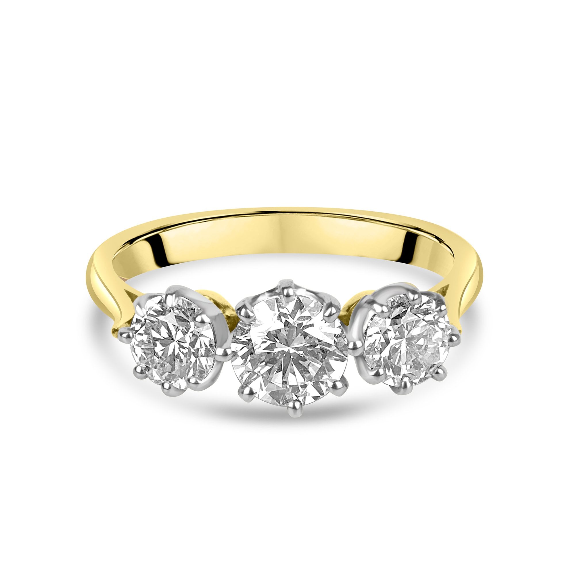 18ct Gold 1.52ct Round Diamond Three Stone Ring