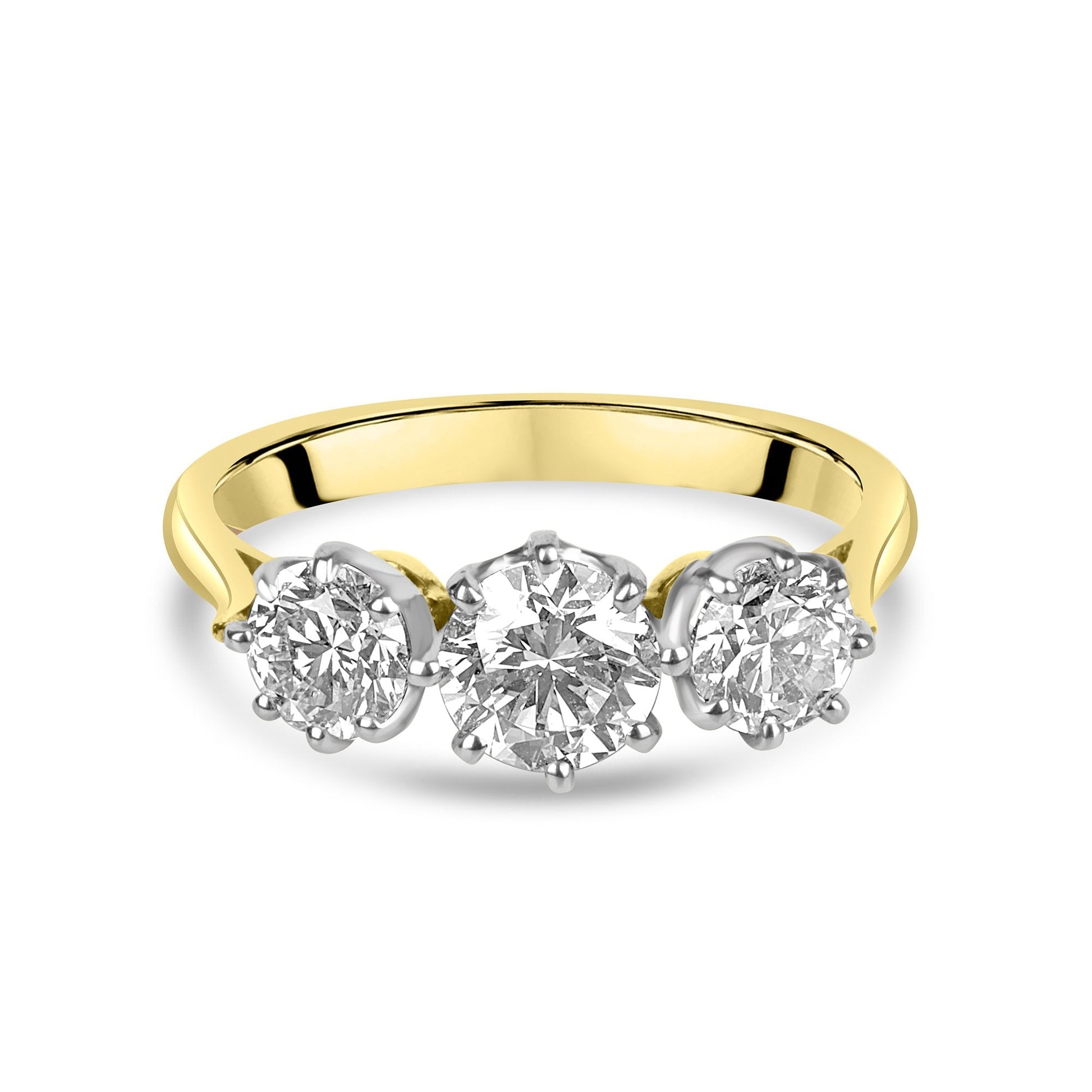 18ct Gold 1.52ct Round Diamond Three Stone Ring