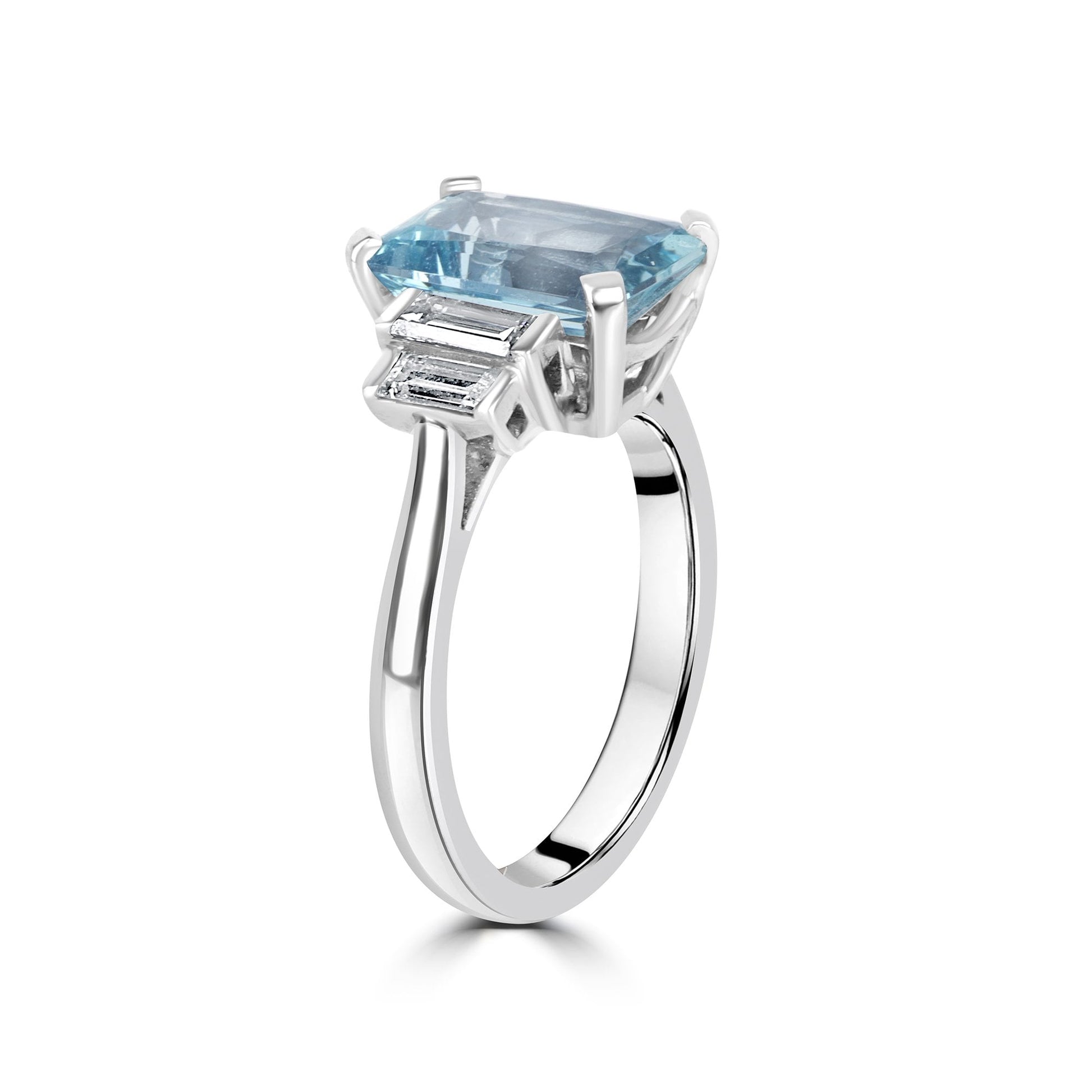 Platinum 2.49ct Aquamarine and Baguette Diamond Ring