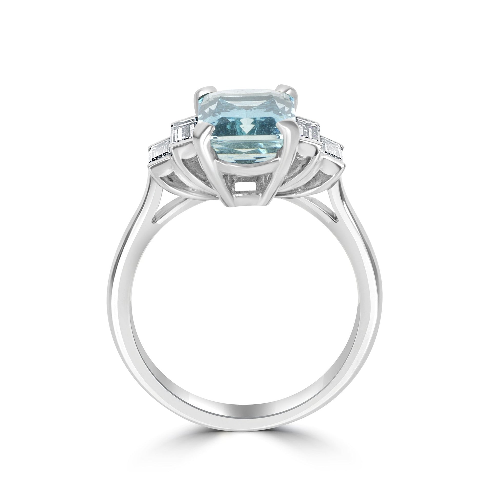 Platinum 2.49ct Aquamarine and Baguette Diamond Ring