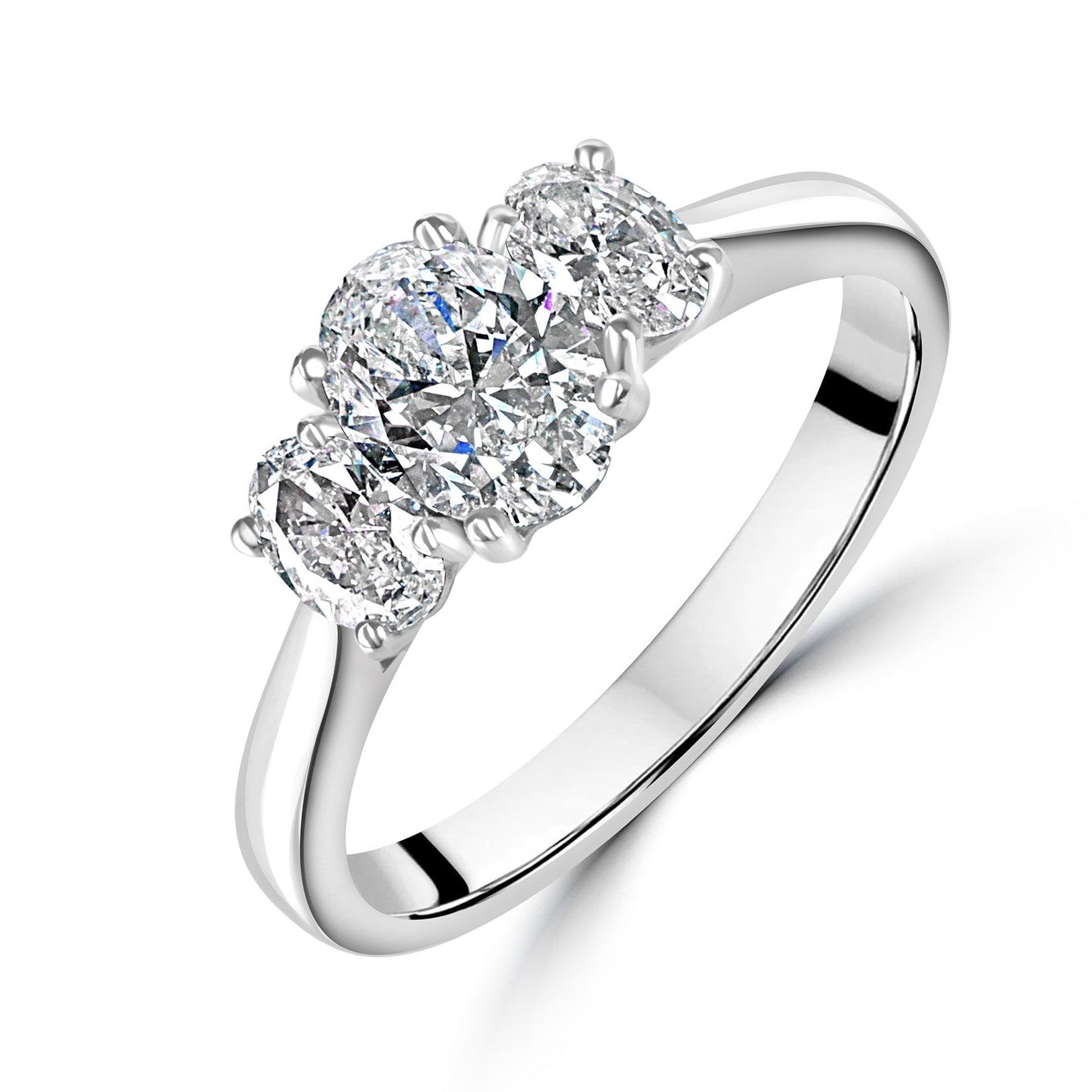 Platinum 1.10ct Three Stone Oval Diamond Ring
