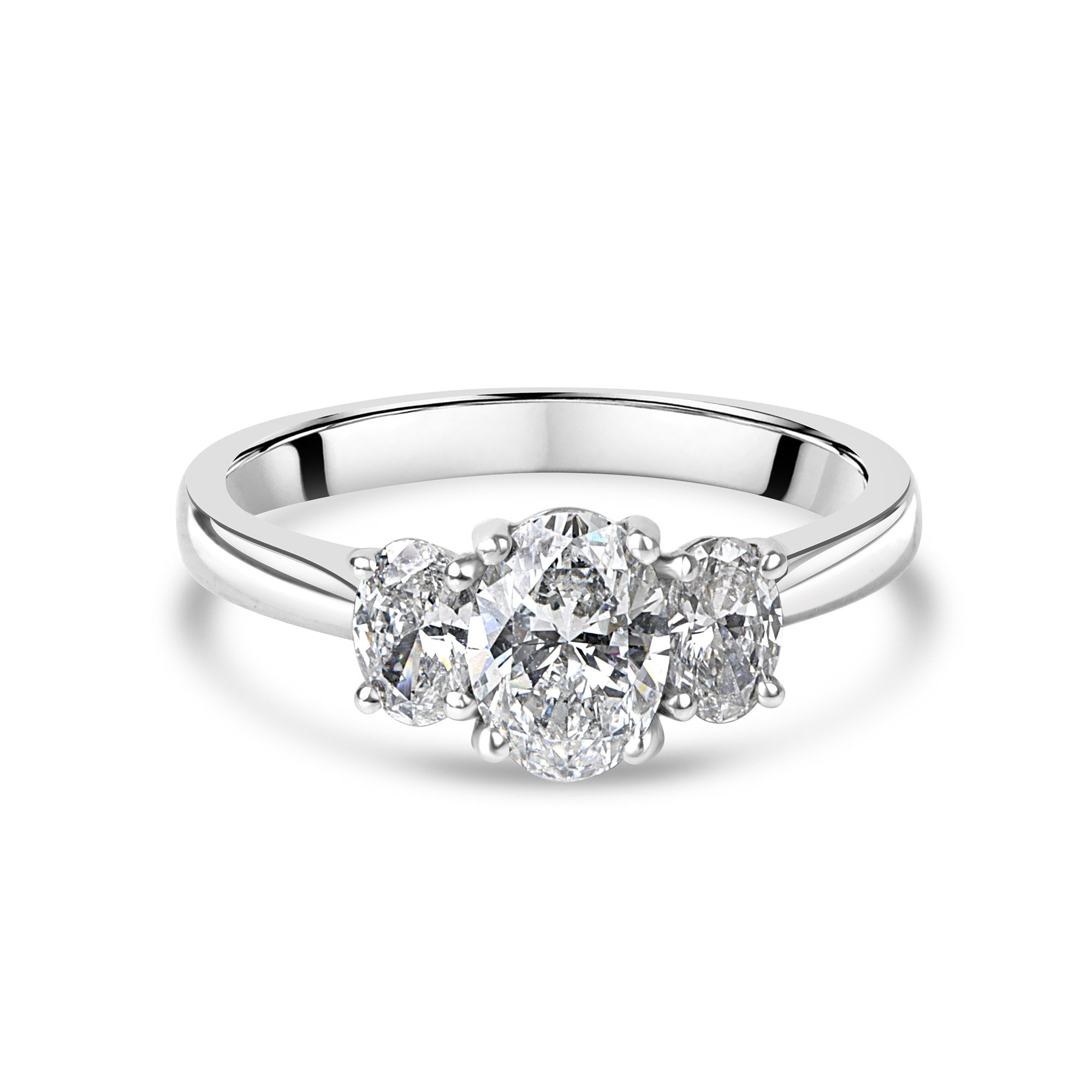 Platinum 1.10ct Three Stone Oval Diamond Ring