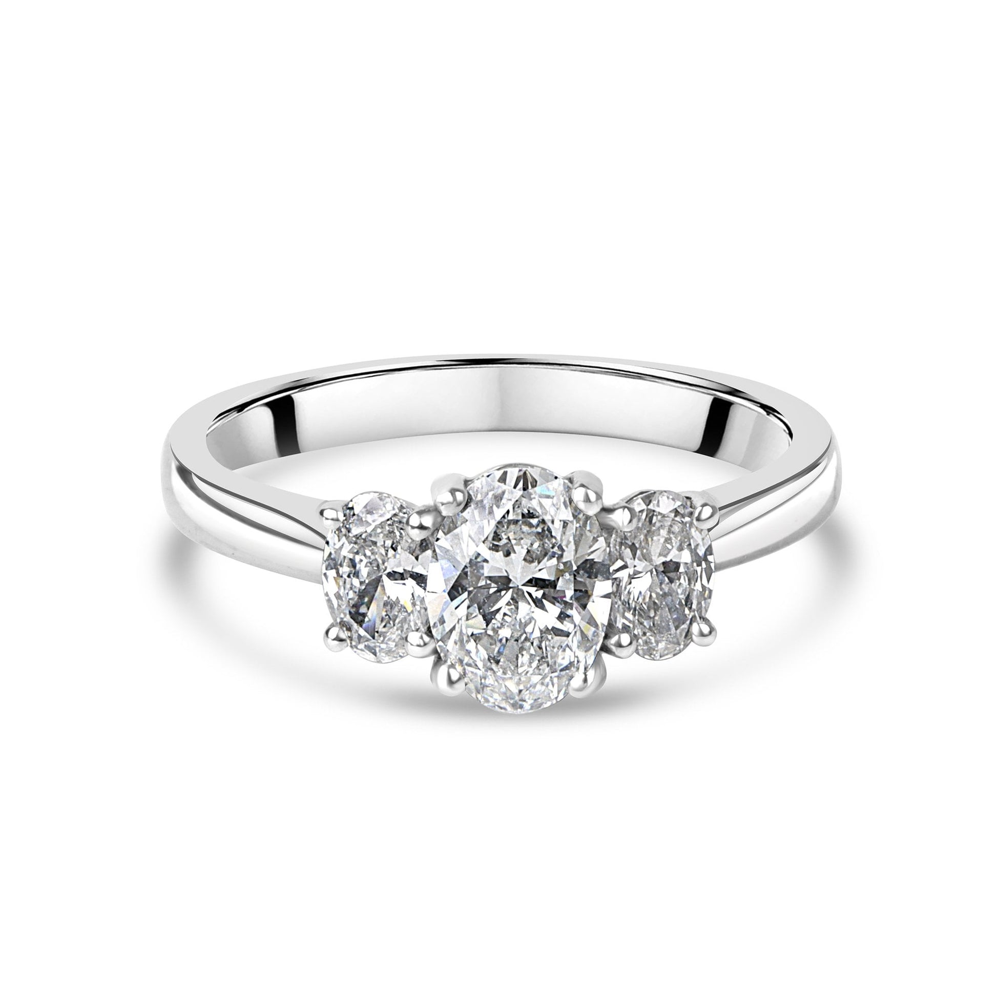 Platinum 1.10ct Three Stone Oval Diamond Ring