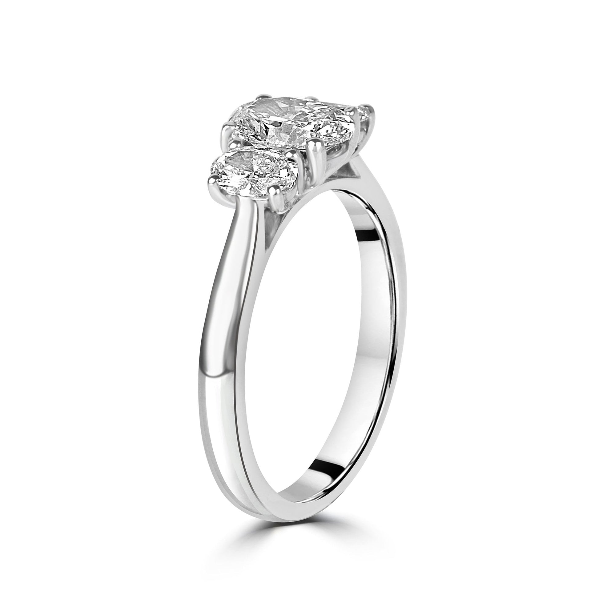 Platinum 1.10ct Three Stone Oval Diamond Ring