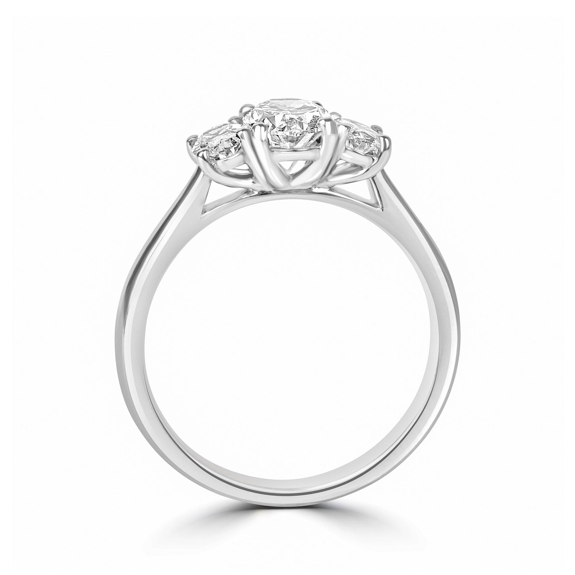 Platinum 1.10ct Three Stone Oval Diamond Ring