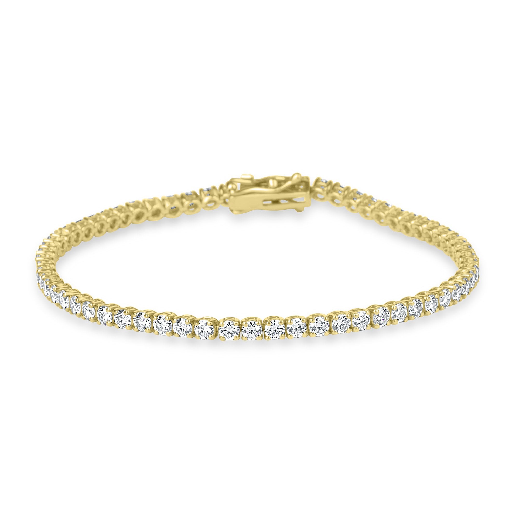 18ct Yellow Gold 4.01ct Round Diamond Line Bracelet