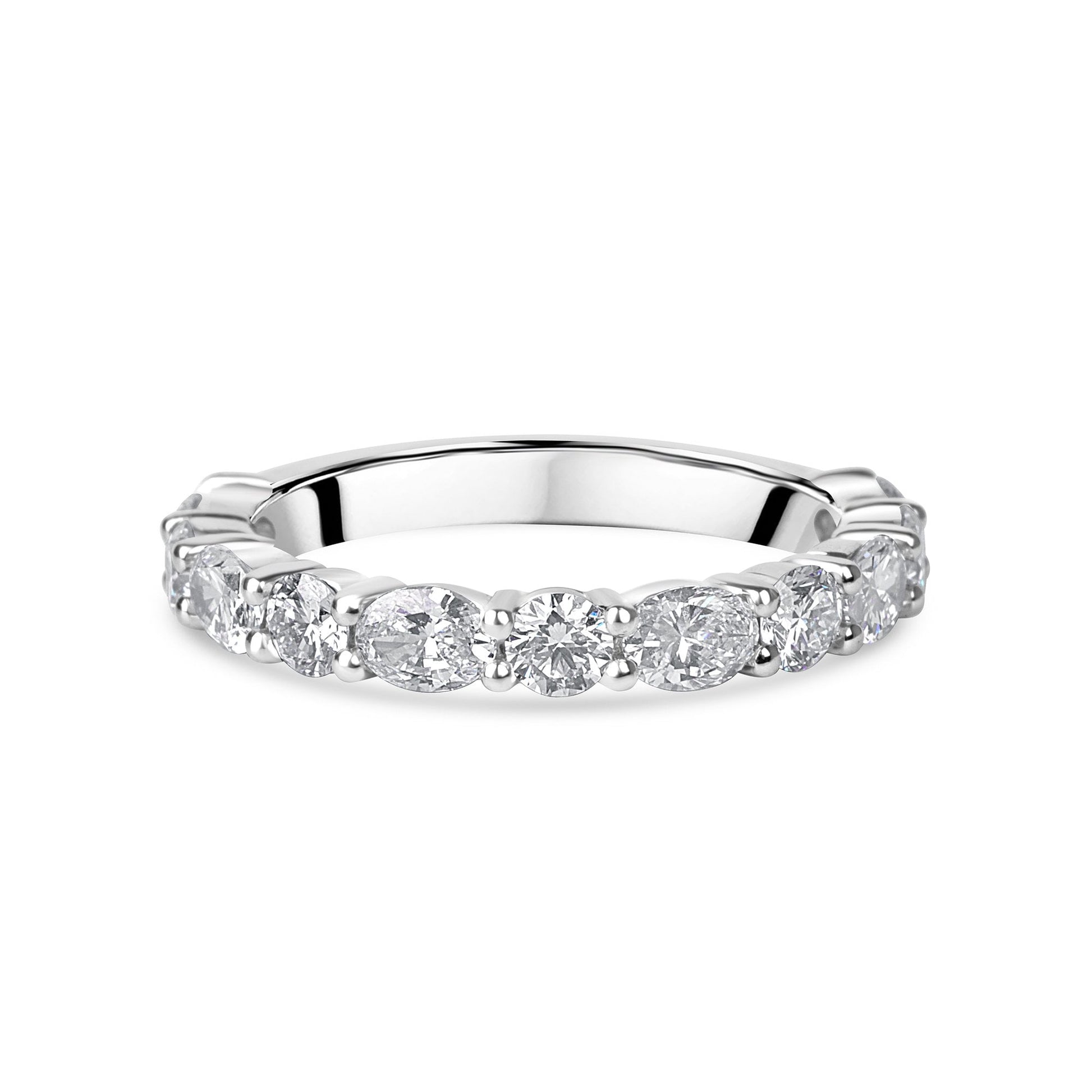 Platinum 1.48ct Oval and Round Lab Grown Diamond Band Ring