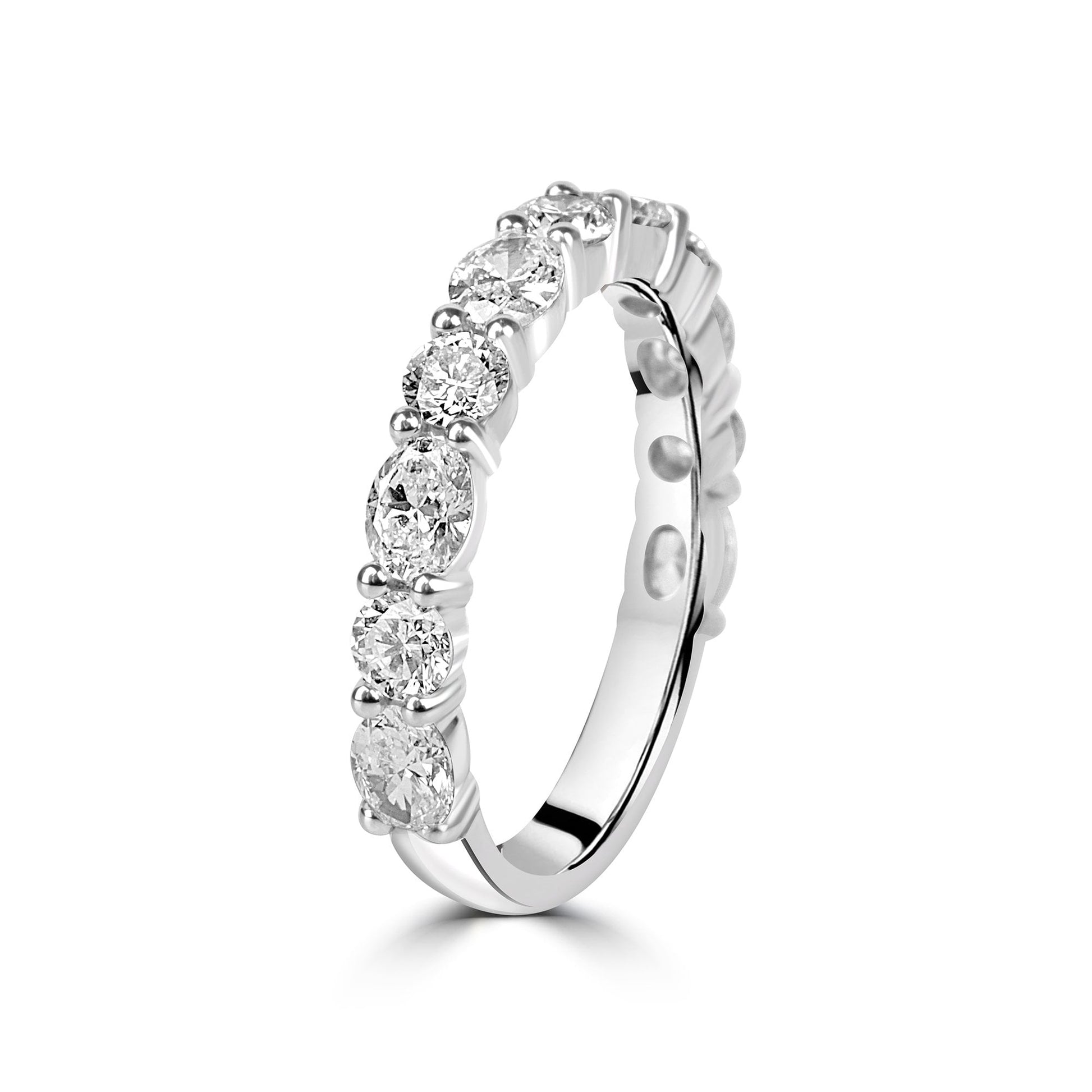 Platinum 1.48ct Oval and Round Lab Grown Diamond Band Ring