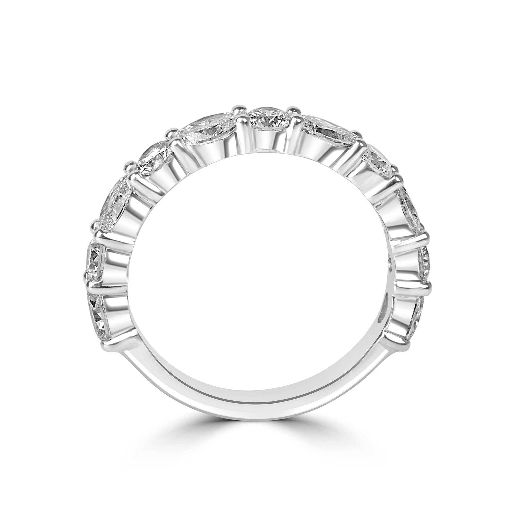 Platinum 1.48ct Oval and Round Lab Grown Diamond Band Ring