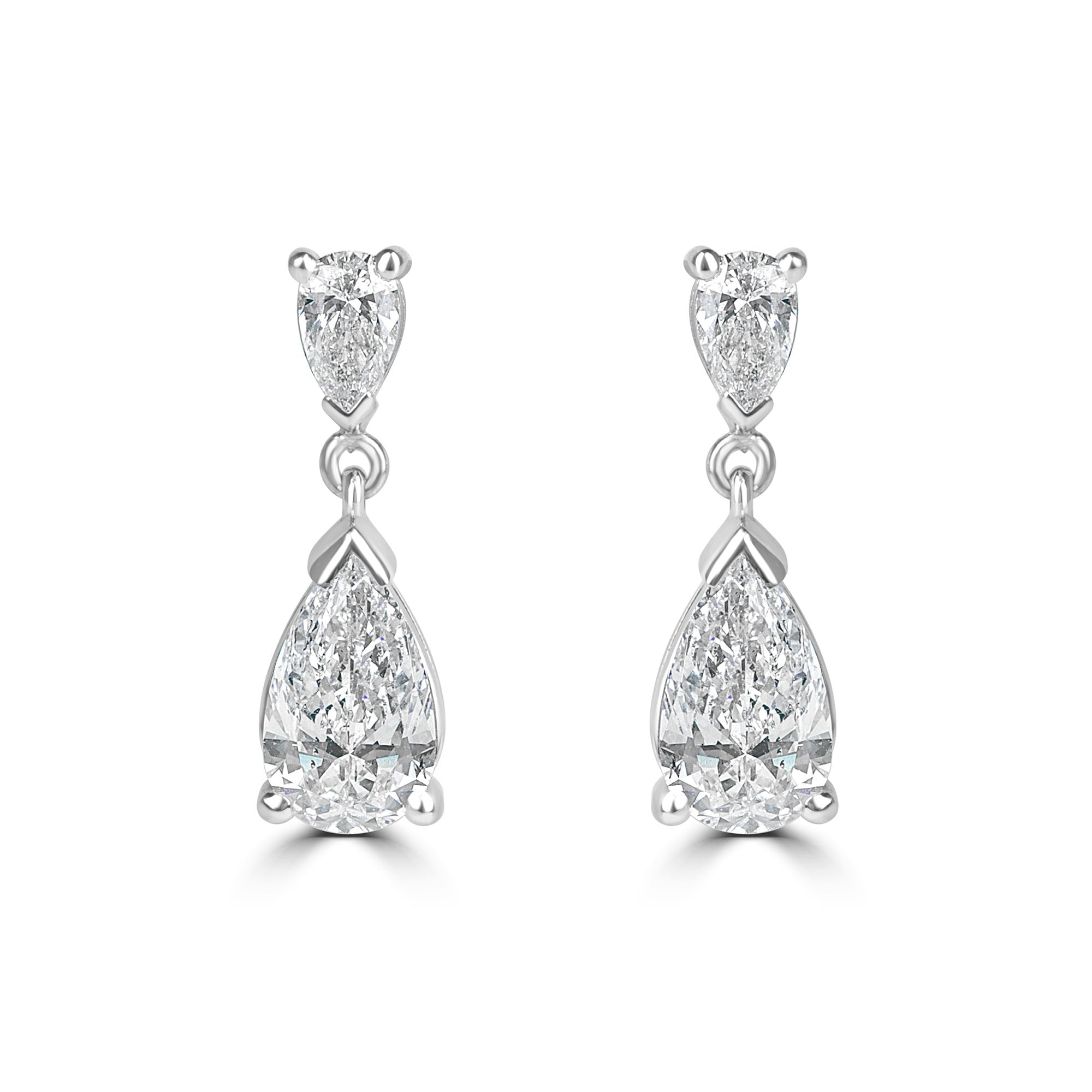 18ct White Gold 2.38ct Pear Cut Natural Diamond Drop Earrings