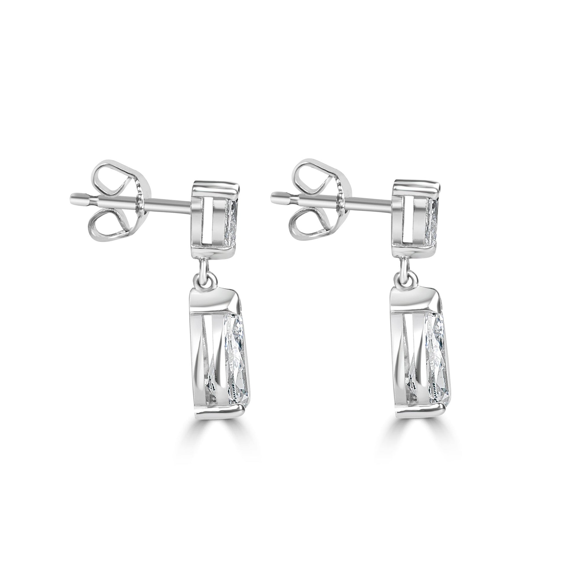 18ct White Gold 2.38ct Pear Cut Natural Diamond Drop Earrings