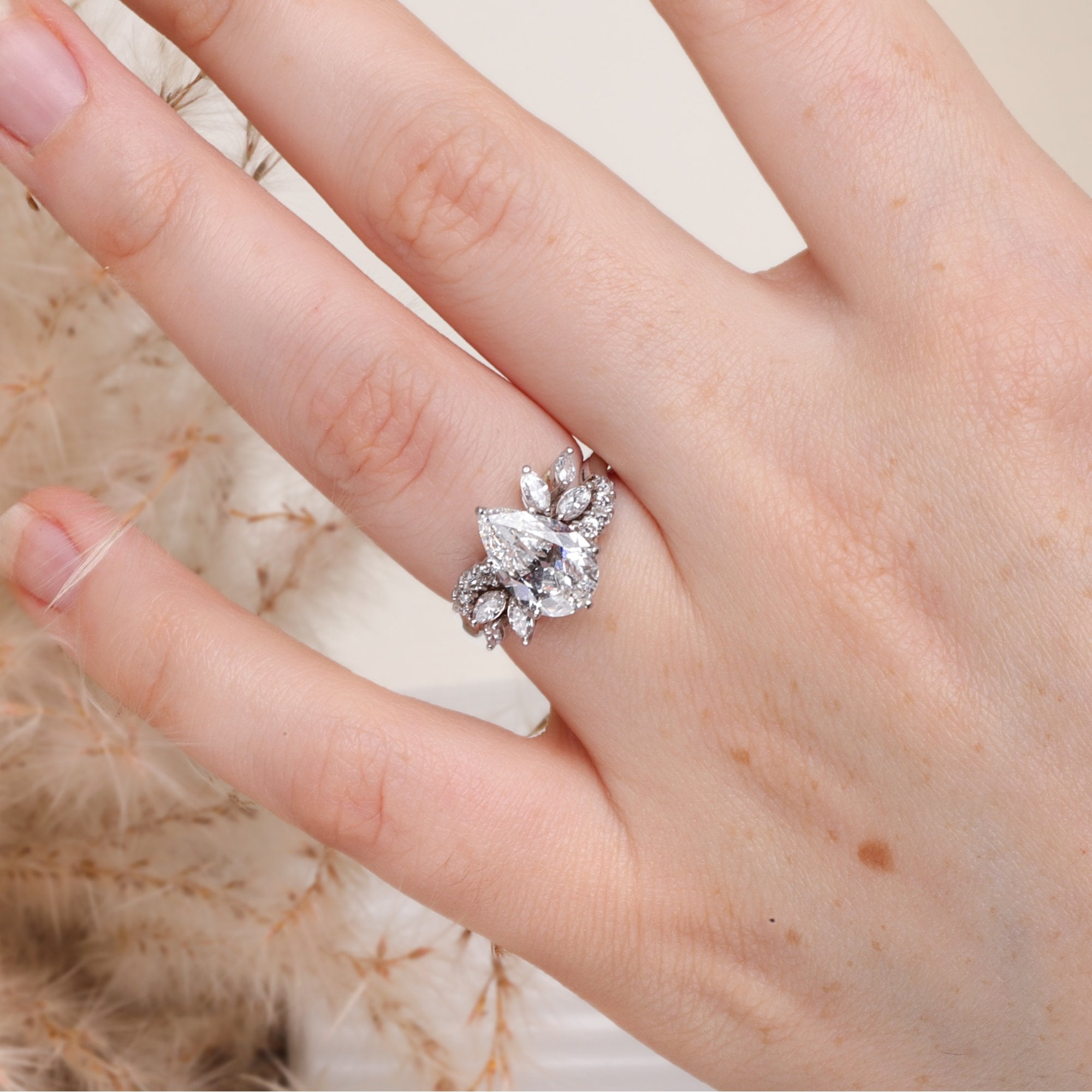 Platinum 2.44ct Pear Cut Vintage Diamond Pre-Owned Ring