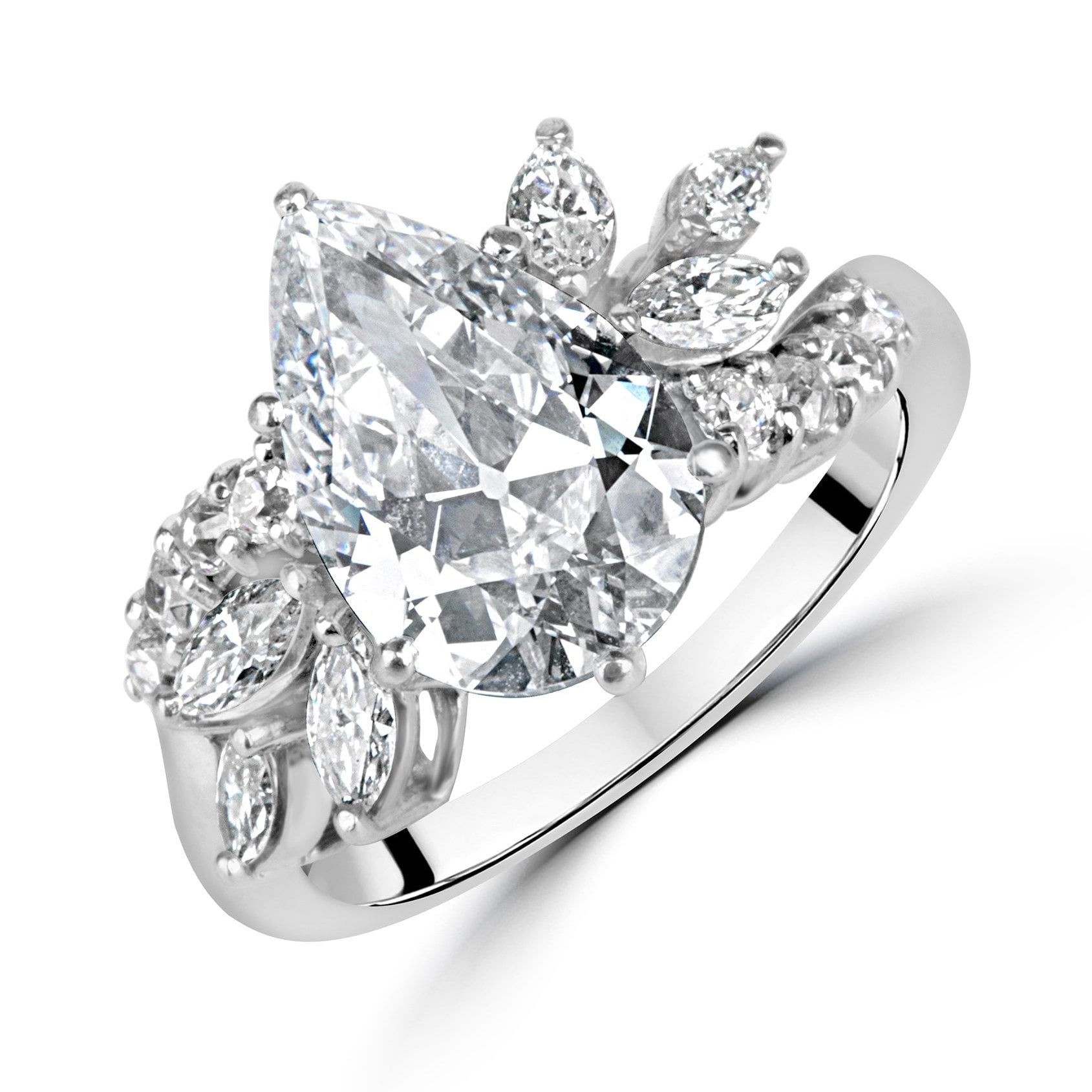 Platinum 2.44ct Pear Cut Vintage Diamond Pre-Owned Ring