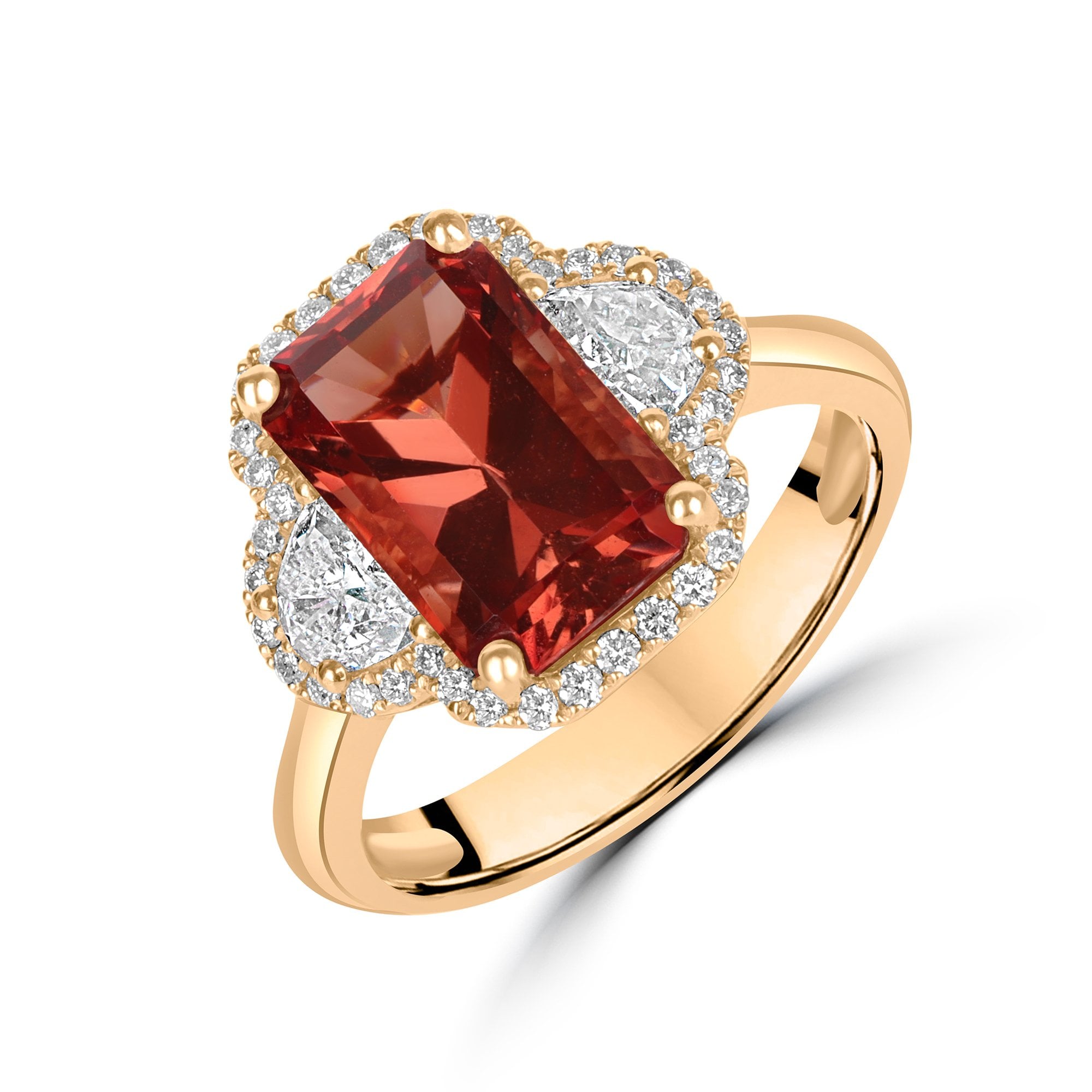 Three Carat Oregon Sunstone and Diamond Ring in Rose Gold