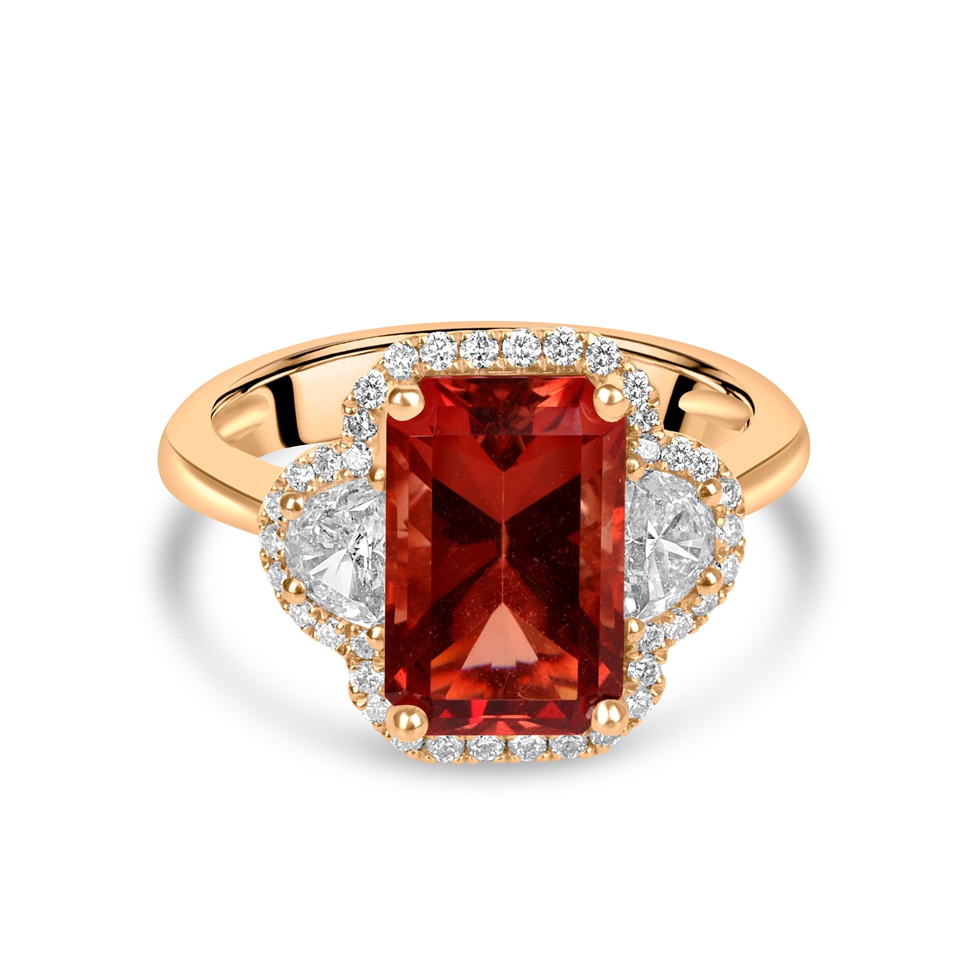 Three Carat Oregon Sunstone and Diamond Ring in Rose Gold