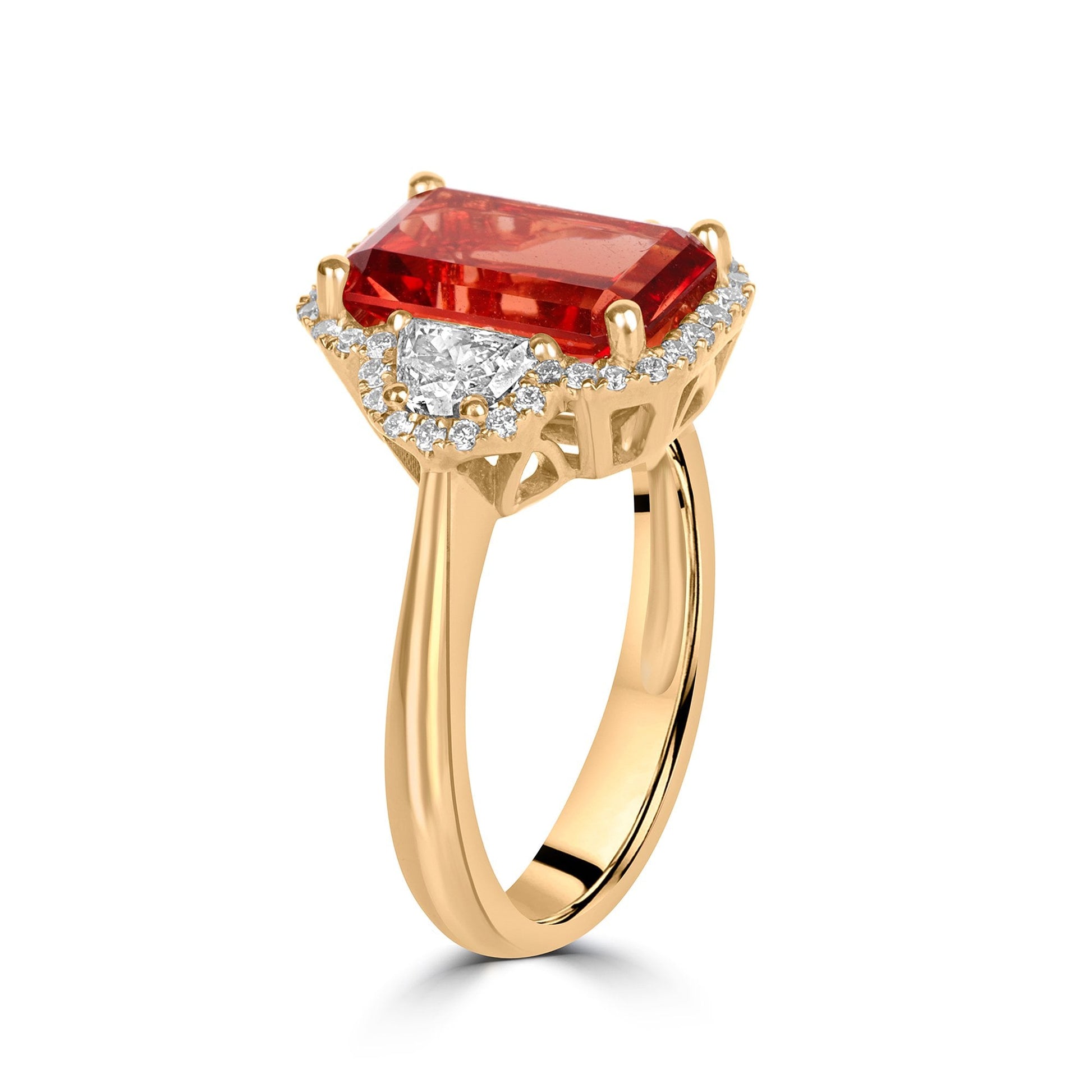 Three Carat Oregon Sunstone and Diamond Ring in Rose Gold
