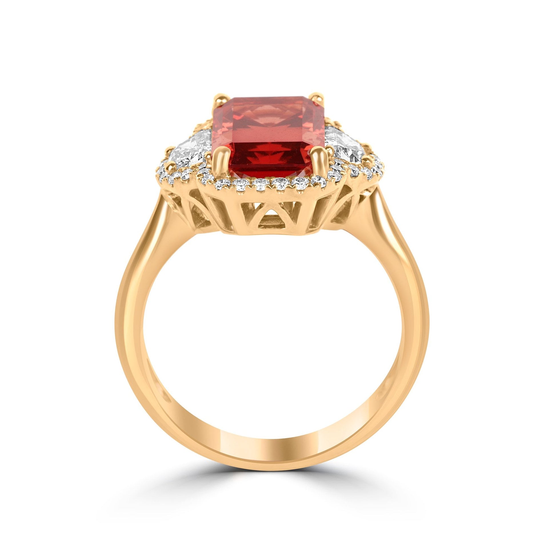Three Carat Oregon Sunstone and Diamond Ring in Rose Gold