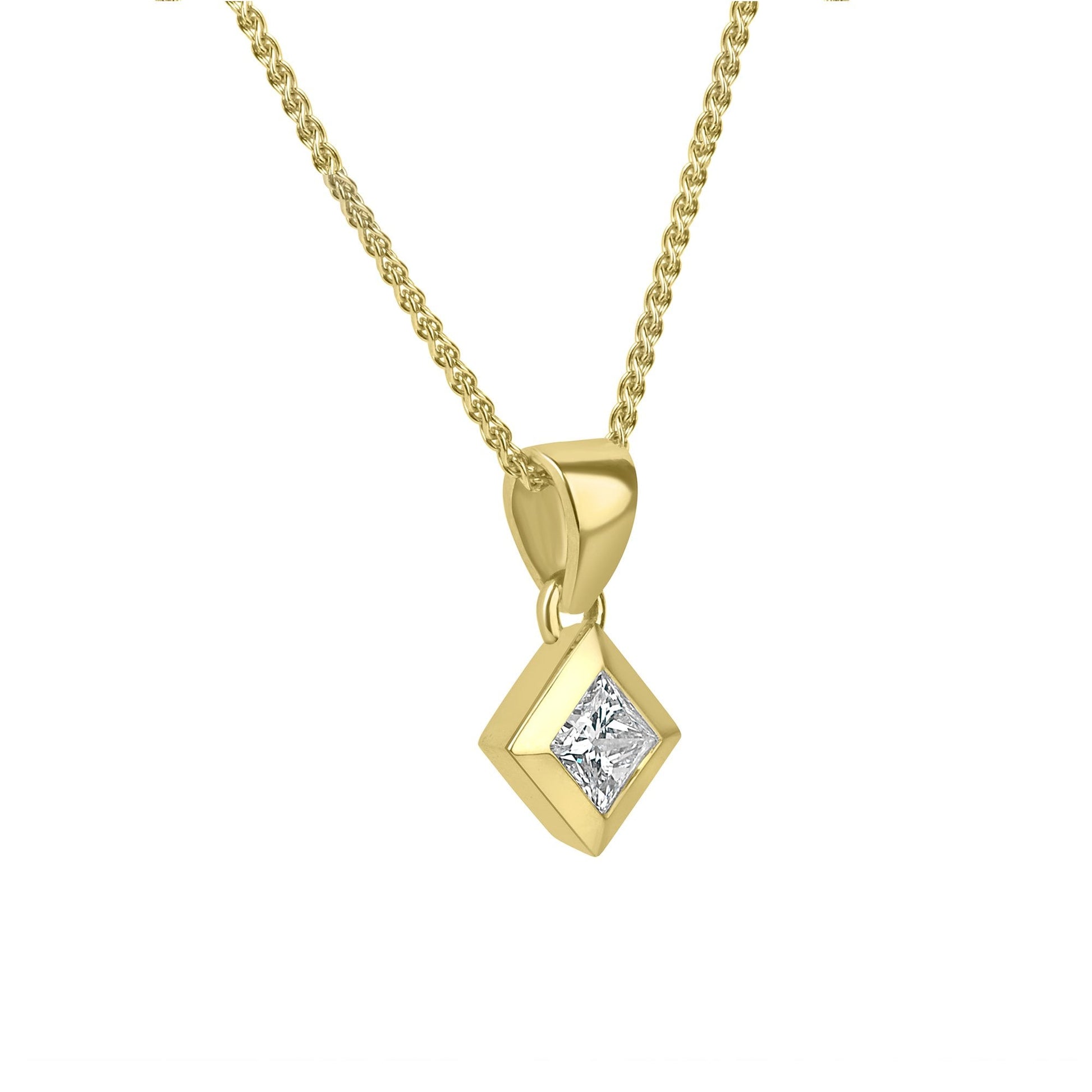 18ct Gold Princess Cut Diamond Necklace 0.70ct