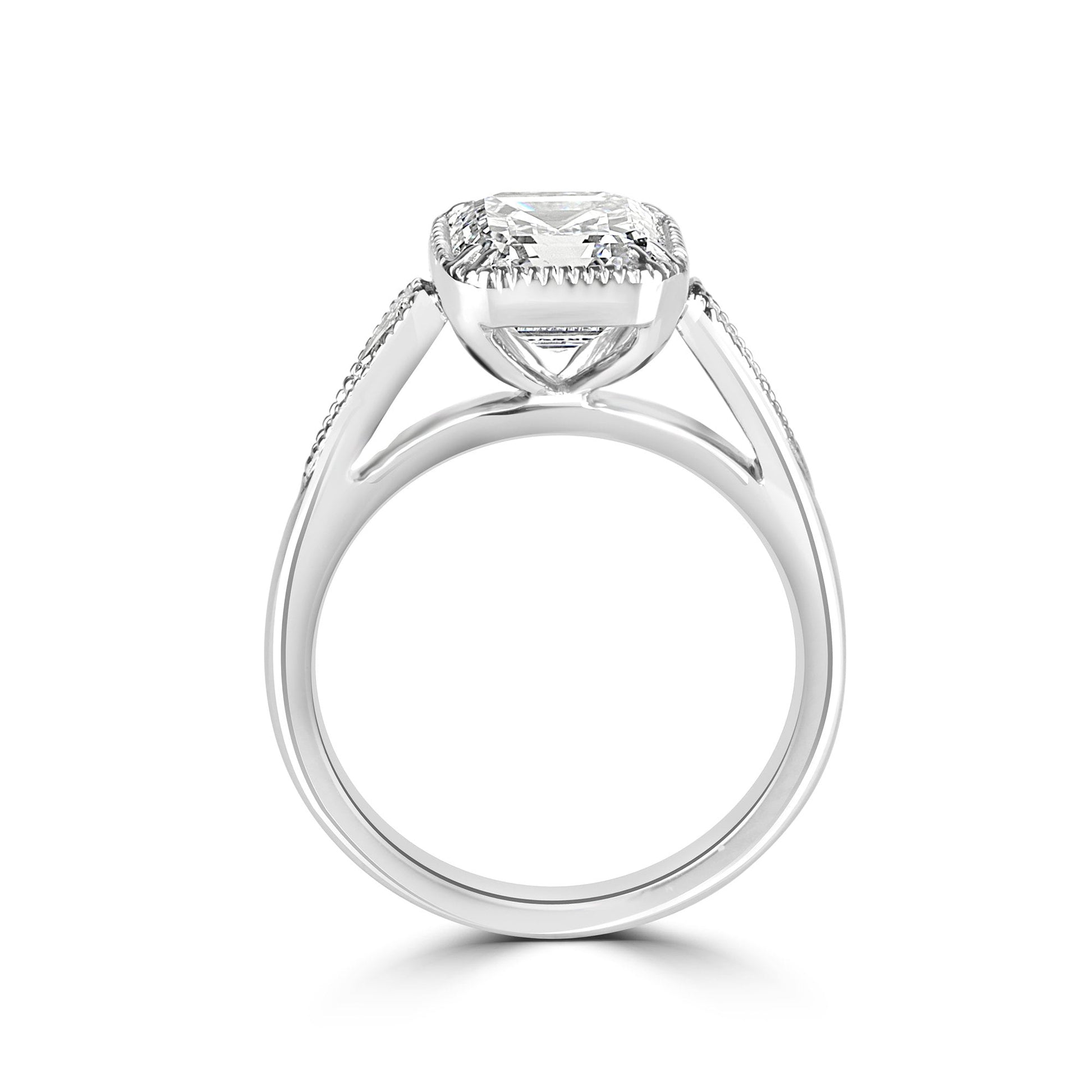 Platinum 2.80ct Asscher and Pear Cut Three Stone Lab Grown Diamond Ring