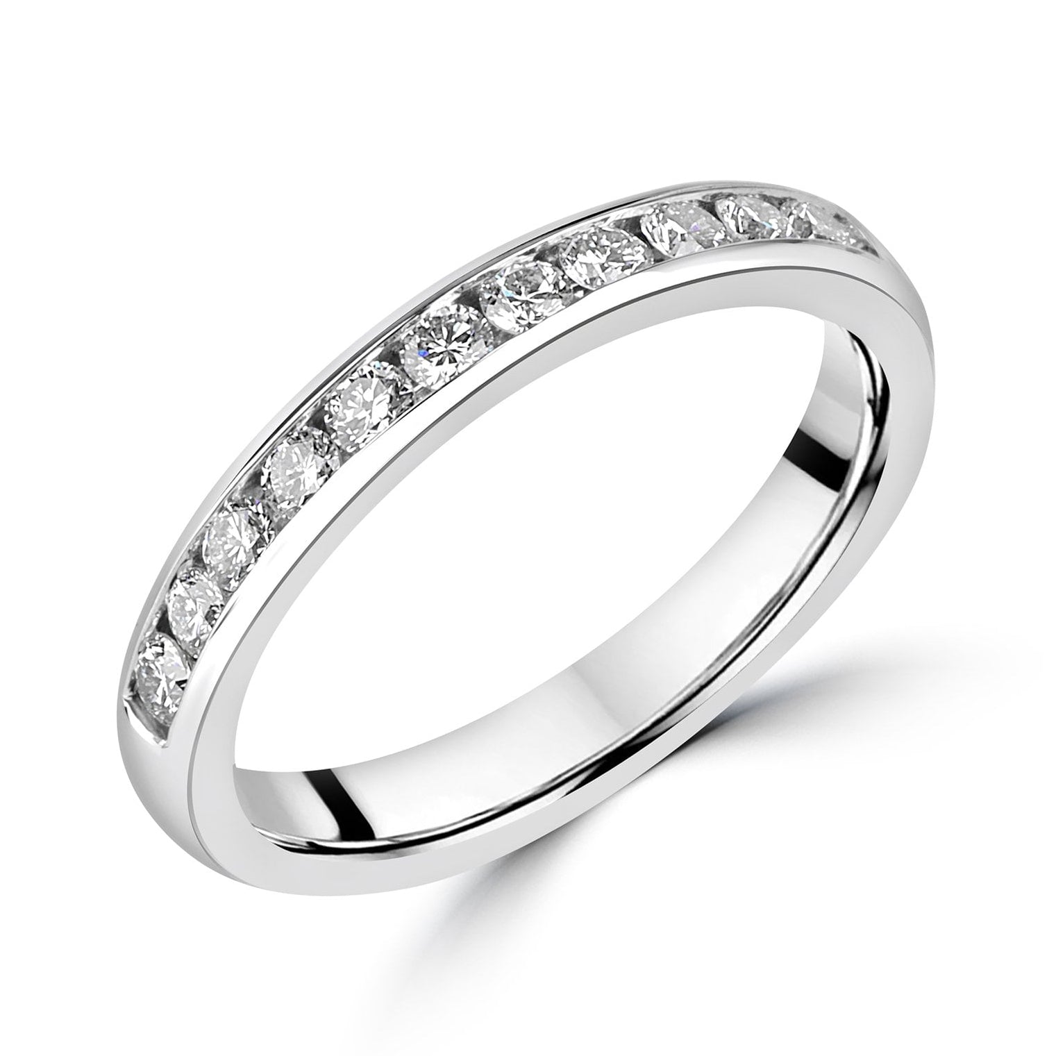 Platinum 3mm Round Lab Grown Diamond Band Ring