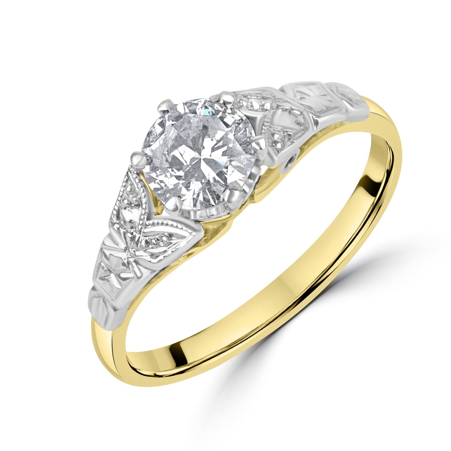 Circa 0.85ct Diamond Ring in 18ct Gold With Platinum Setting Pre-Owned