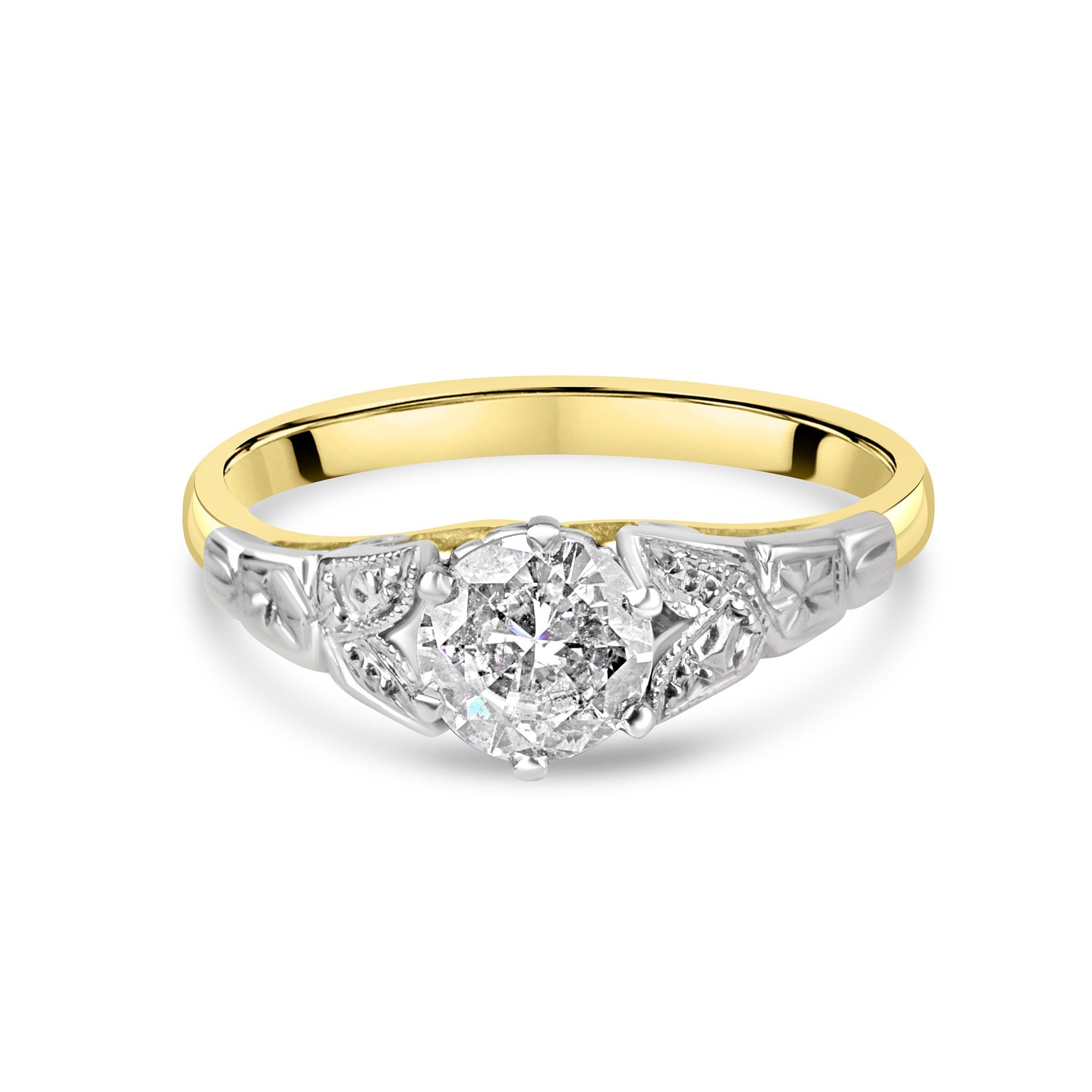 Circa 0.85ct Diamond Ring in 18ct Gold With Platinum Setting Pre-Owned