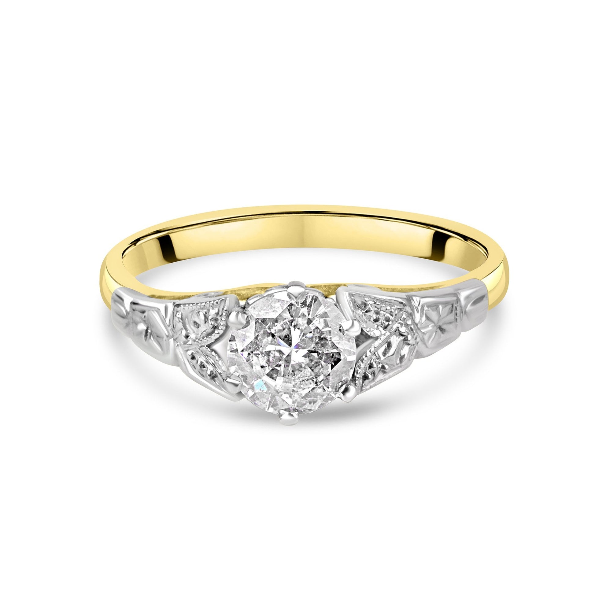 Circa 0.85ct Diamond Ring in 18ct Gold With Platinum Setting Pre-Owned