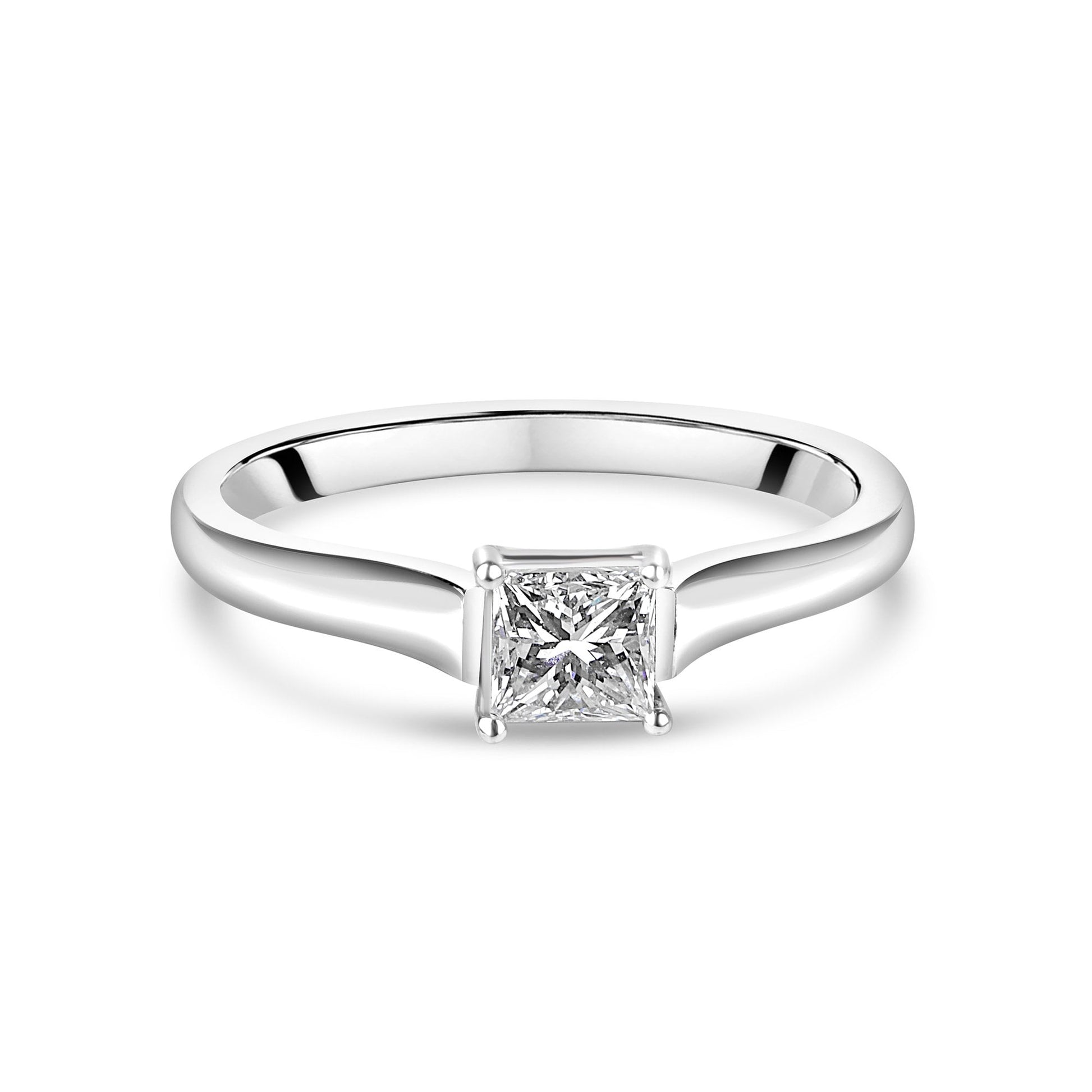 18ct White Gold Pre-owned 0.56ct Princess Cut Diamond Solitaire Pre-Owned Ring