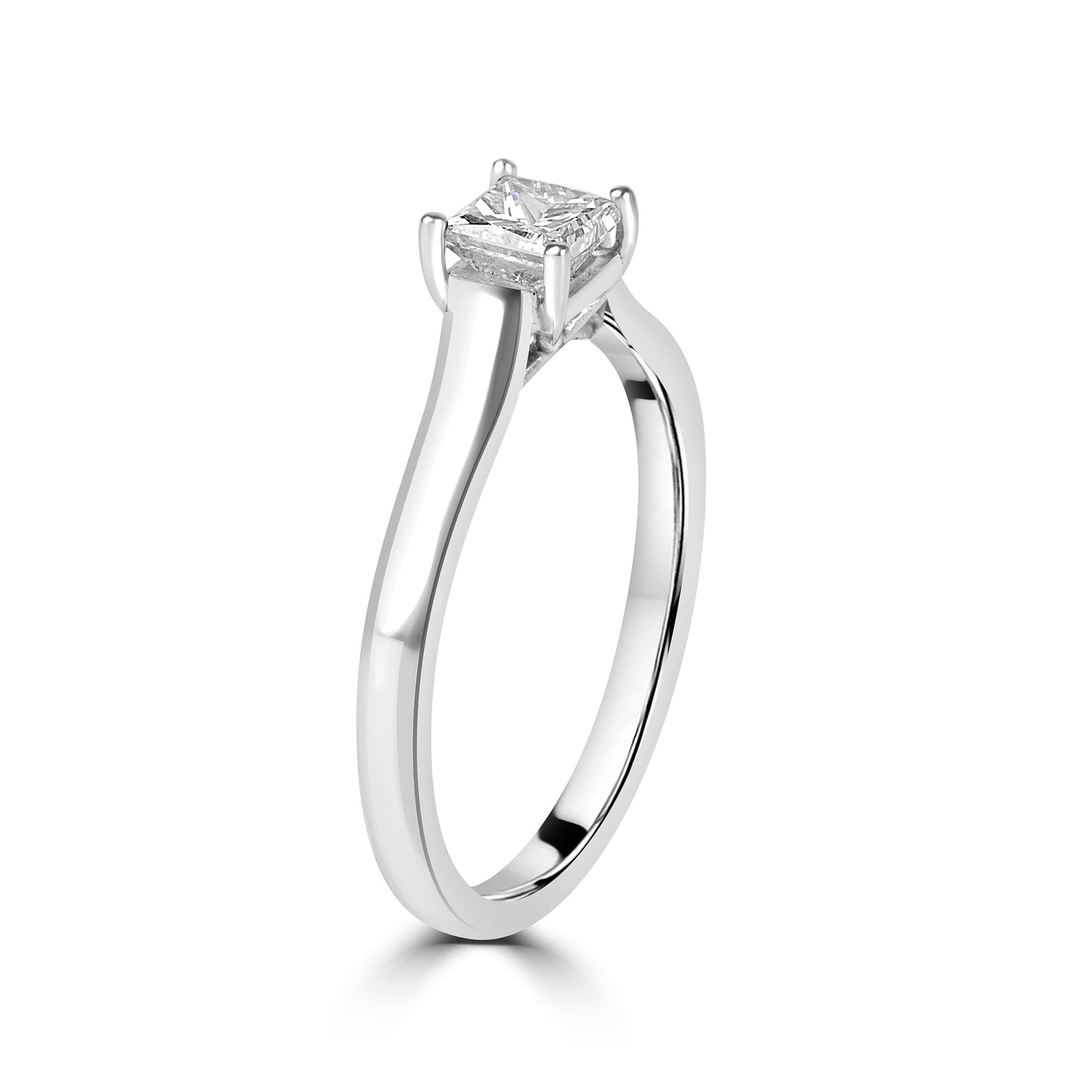 18ct White Gold Pre-owned 0.56ct Princess Cut Diamond Solitaire Pre-Owned Ring