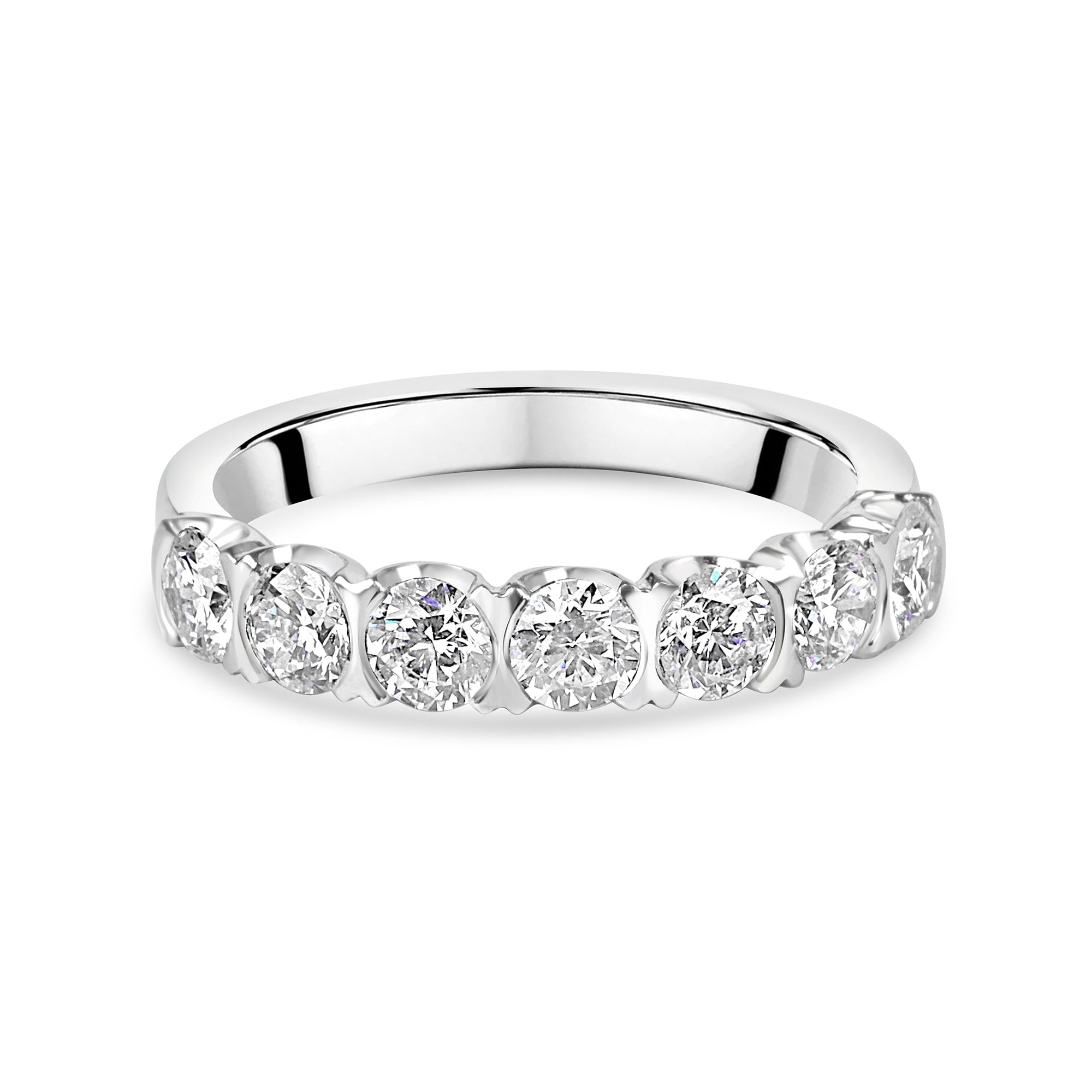 Platinum Round Brilliant Cut Seven Stone Eternity Ring 1.16ct Total