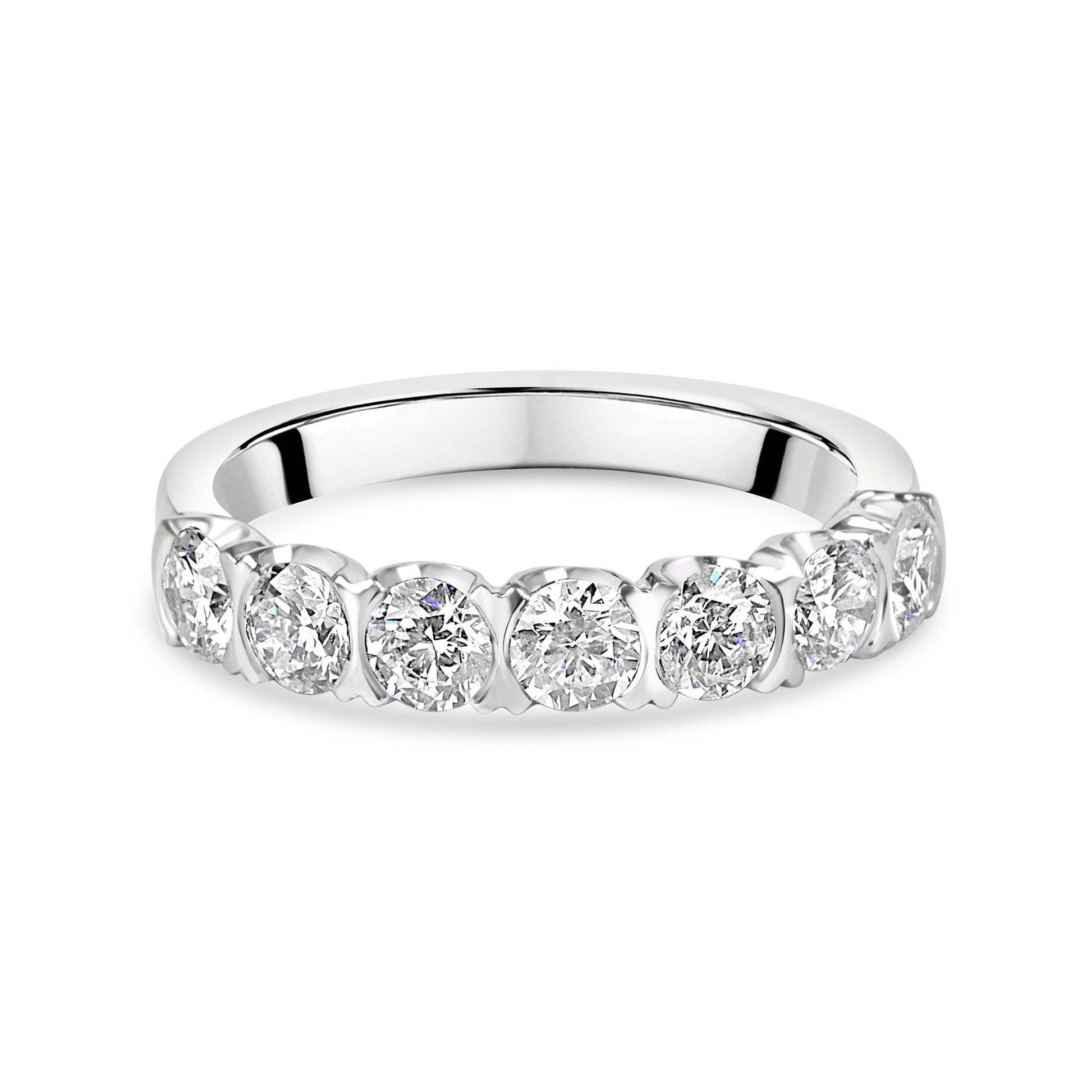 Platinum Round Brilliant Cut Seven Stone Eternity Ring 1.16ct Total