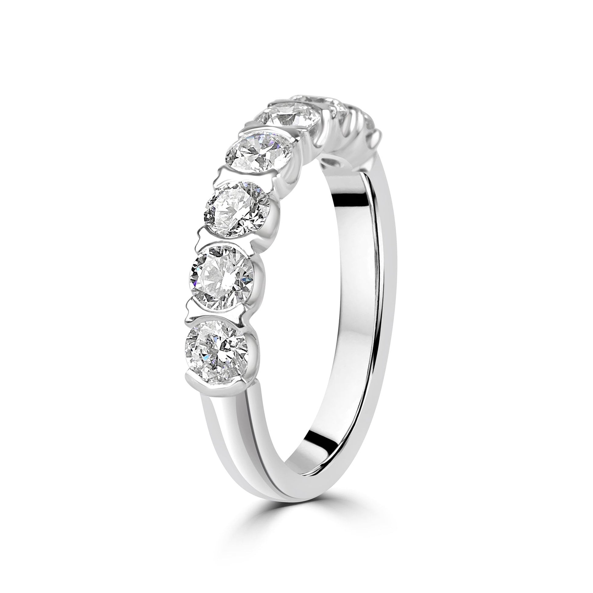 Platinum Round Brilliant Cut Seven Stone Eternity Ring 1.16ct Total