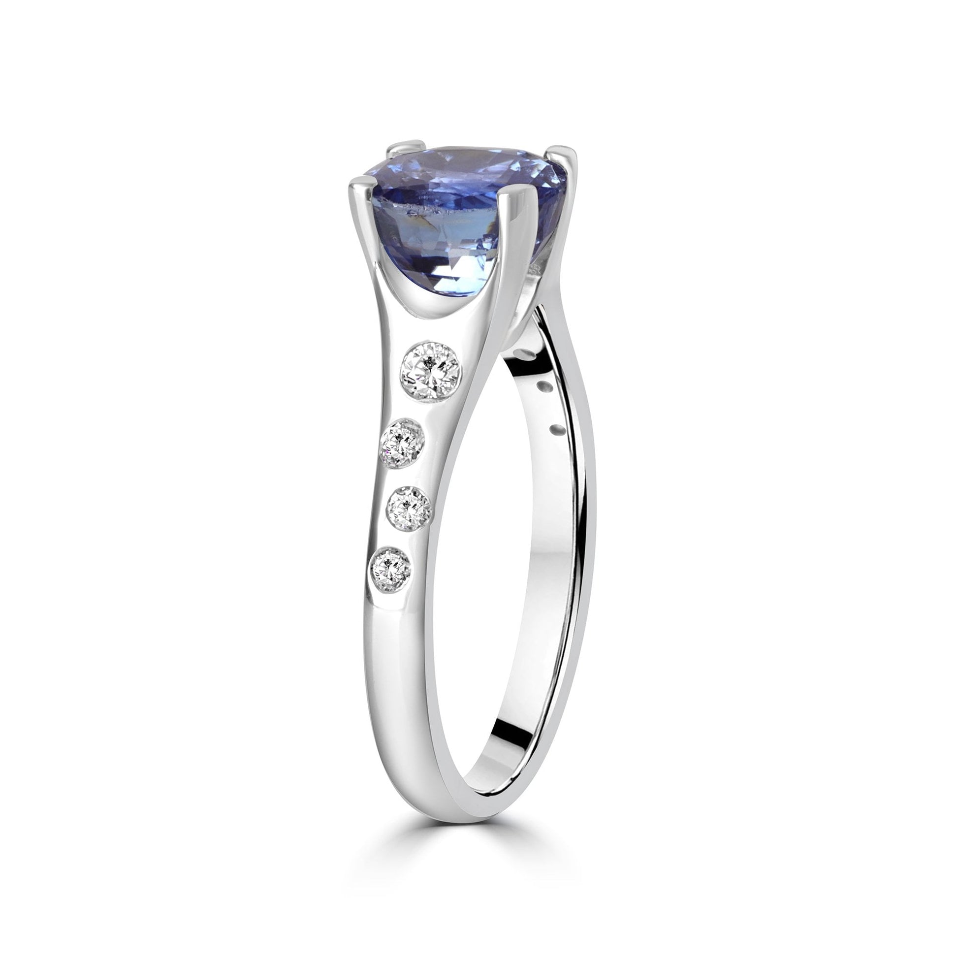 Platinum 3.72ct Natural Blue Sapphire and Diamond Pre-Owned Dress Ring