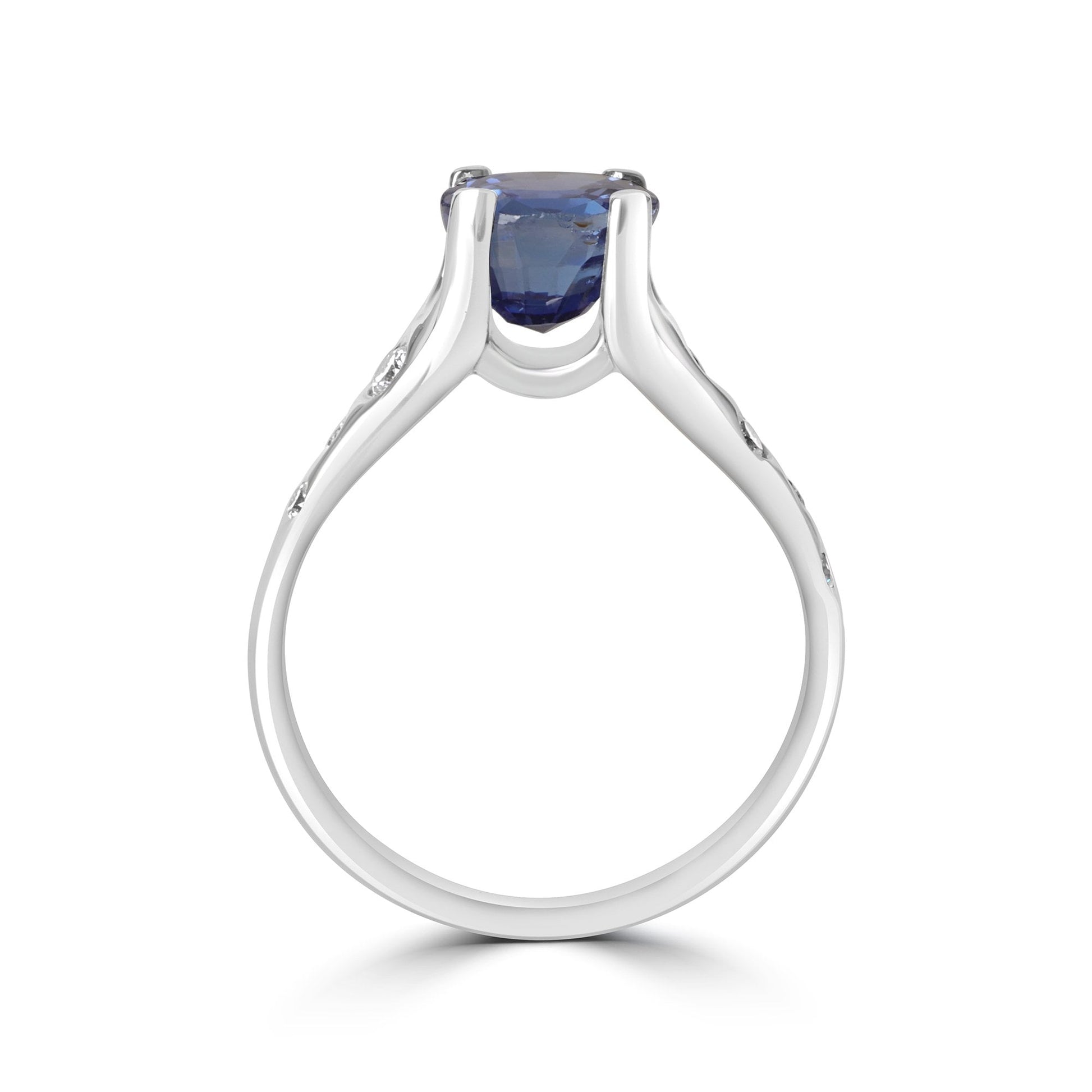 Platinum 3.72ct Natural Blue Sapphire and Diamond Pre-Owned Dress Ring