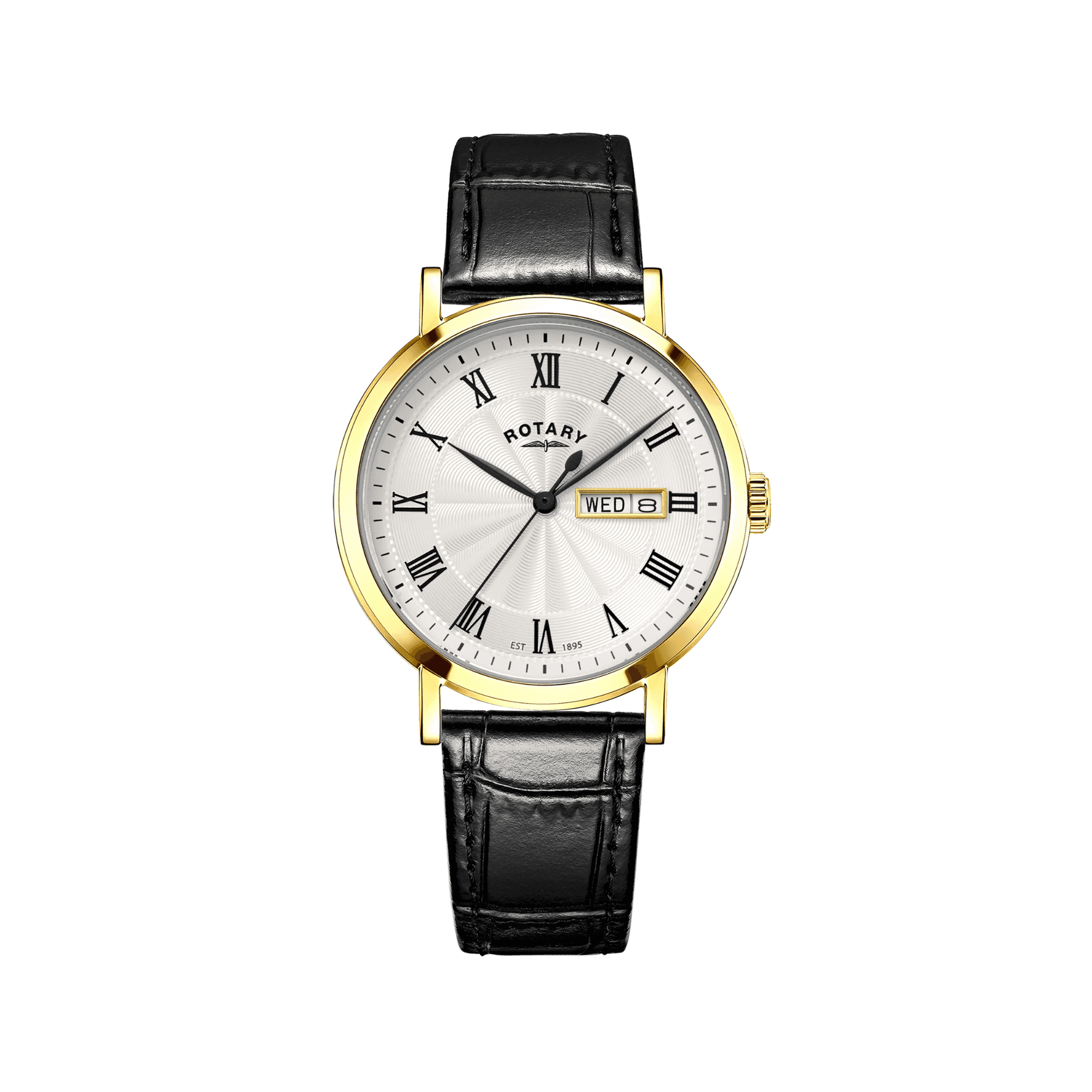Rotary Heritage Day Date White Guilloche Mens Watch