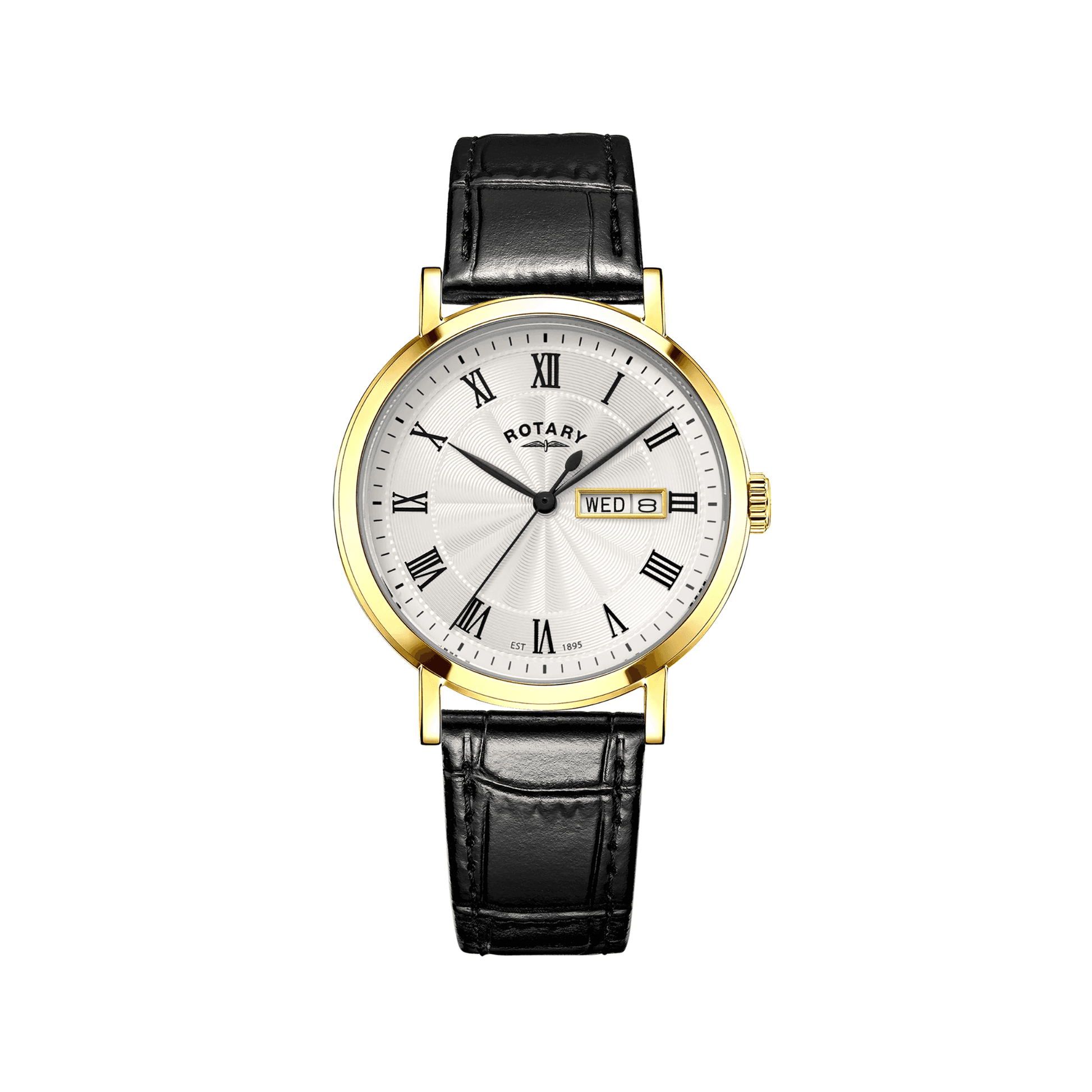 Rotary Heritage Day Date White Guilloche Mens Watch