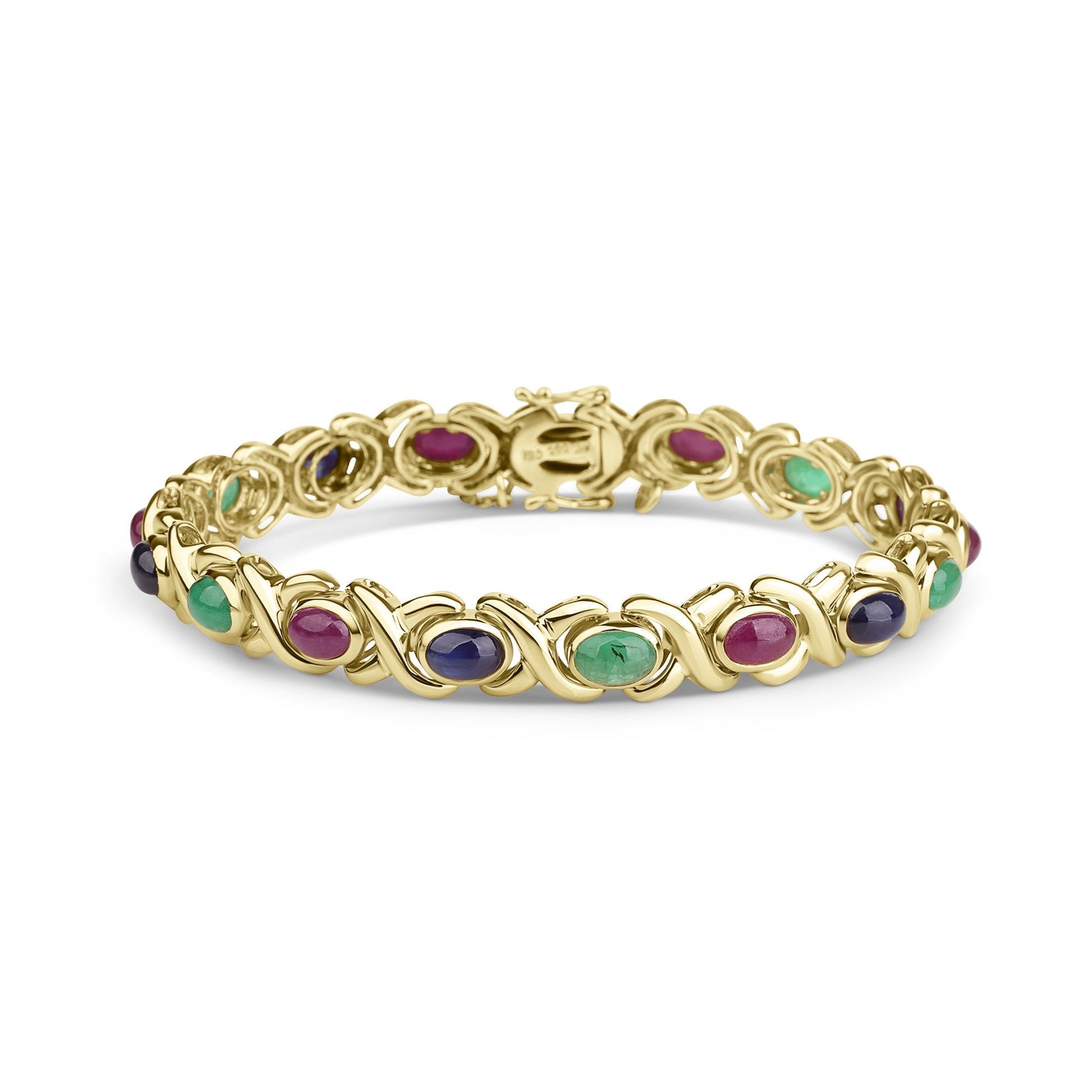 14ct Yellow Gold Alternating Ruby, Emerald and Sapphire Pre-Owned Bracelet