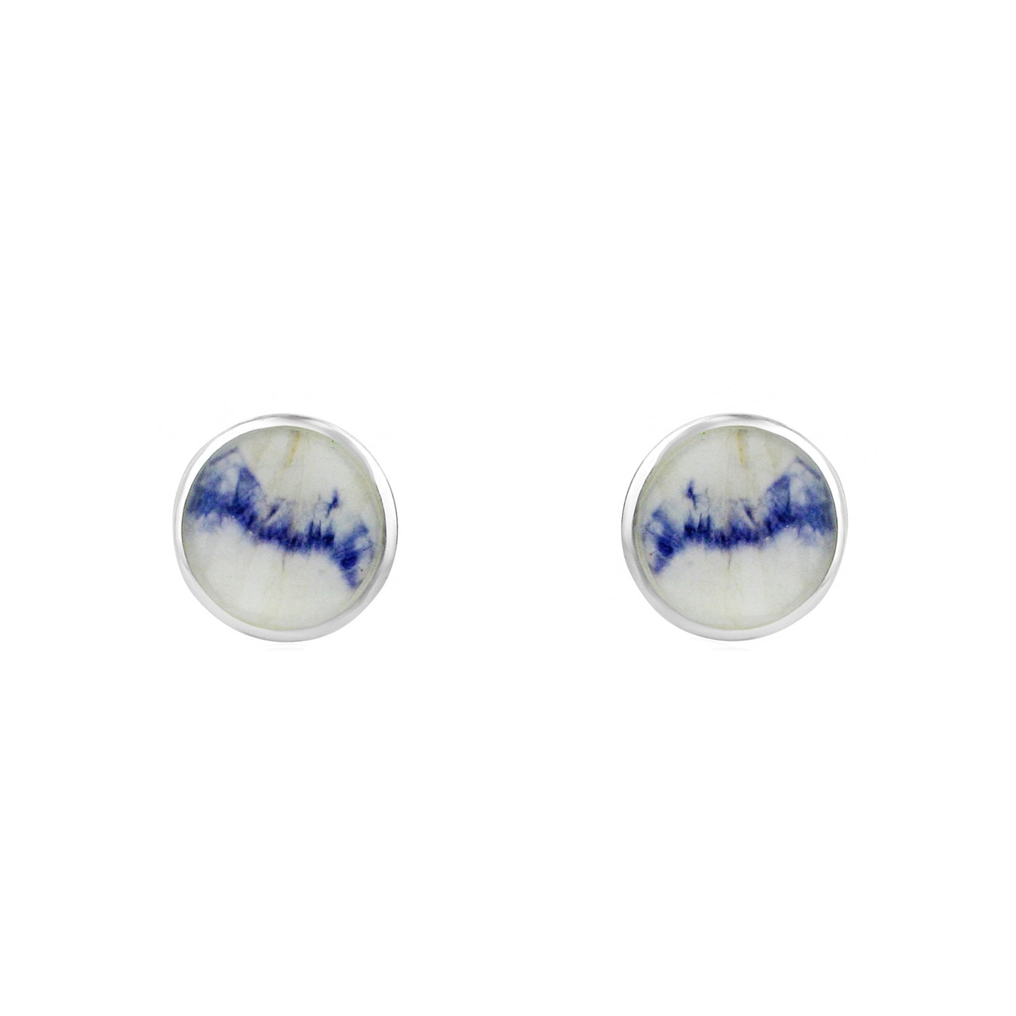 Silver Round Blue John Earrings