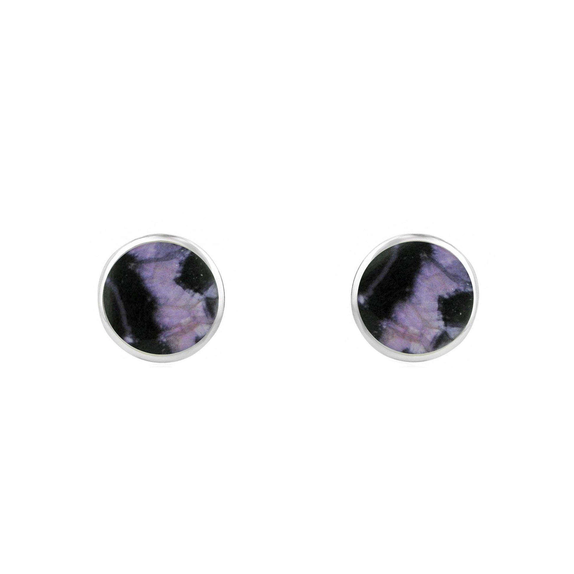 Silver Round Blue John Earrings